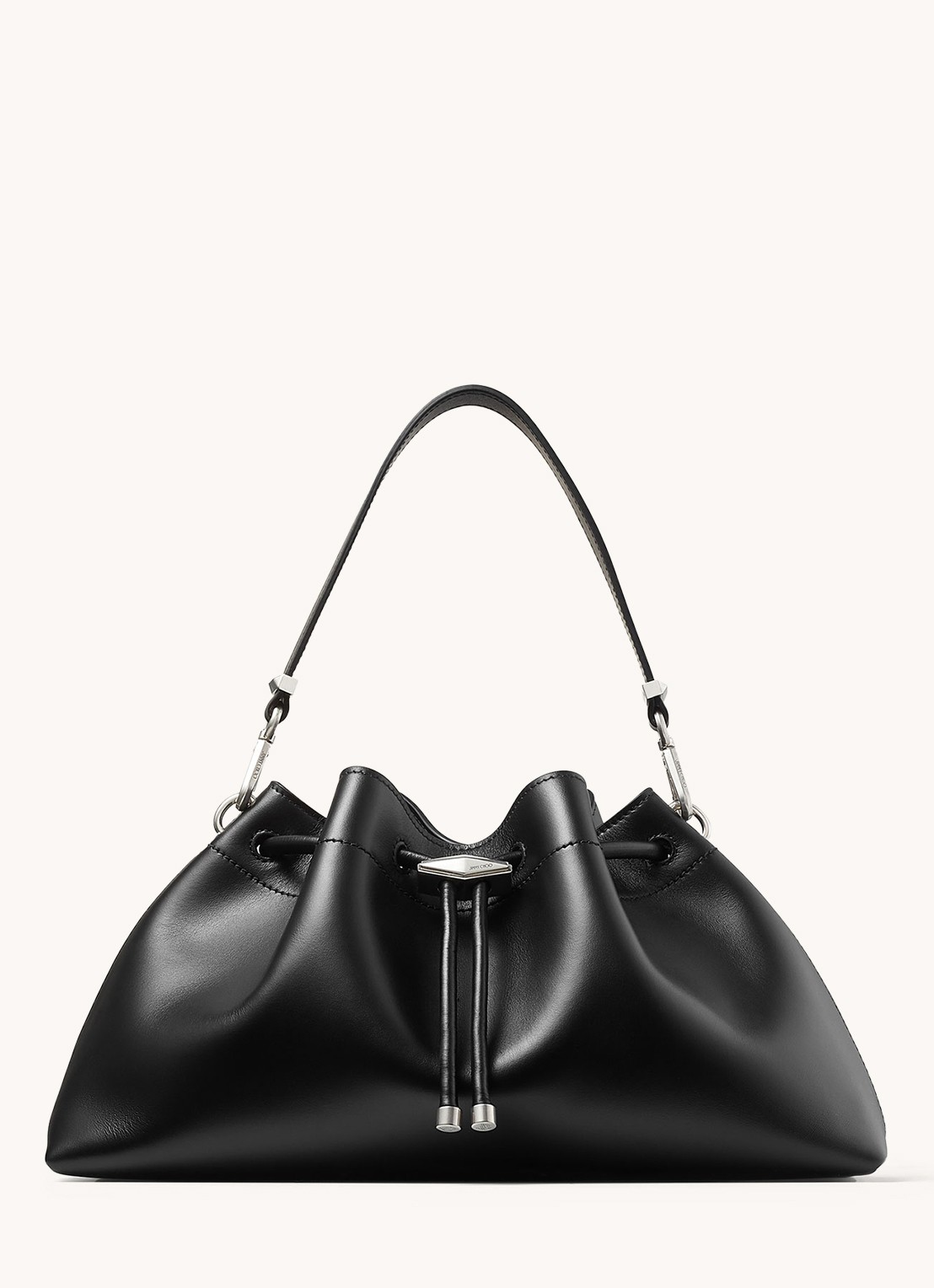 Jimmy Choo Cinch M schoudertas van kalfsleer - voorkant zwart