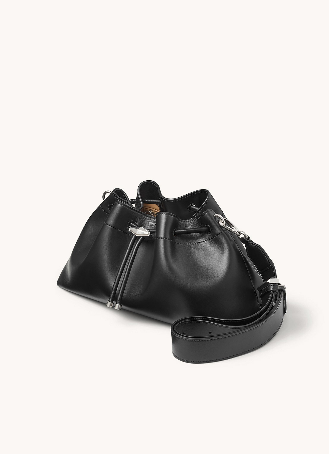 Jimmy Choo Cinch M schoudertas van kalfsleer - voorkant 2 zwart