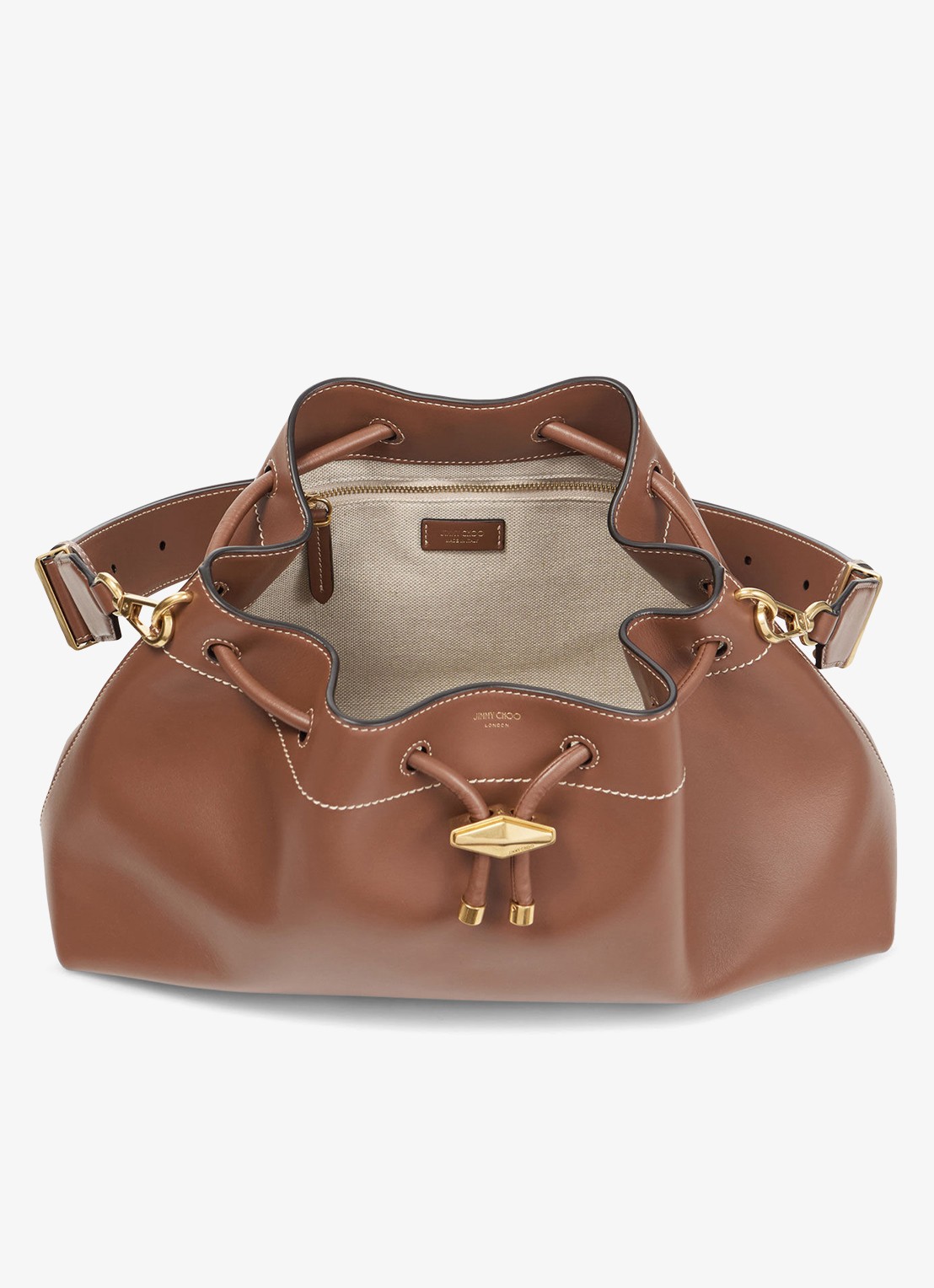 Jimmy Choo Cinch M schoudertas van kalfsleer - detail 2 bruin