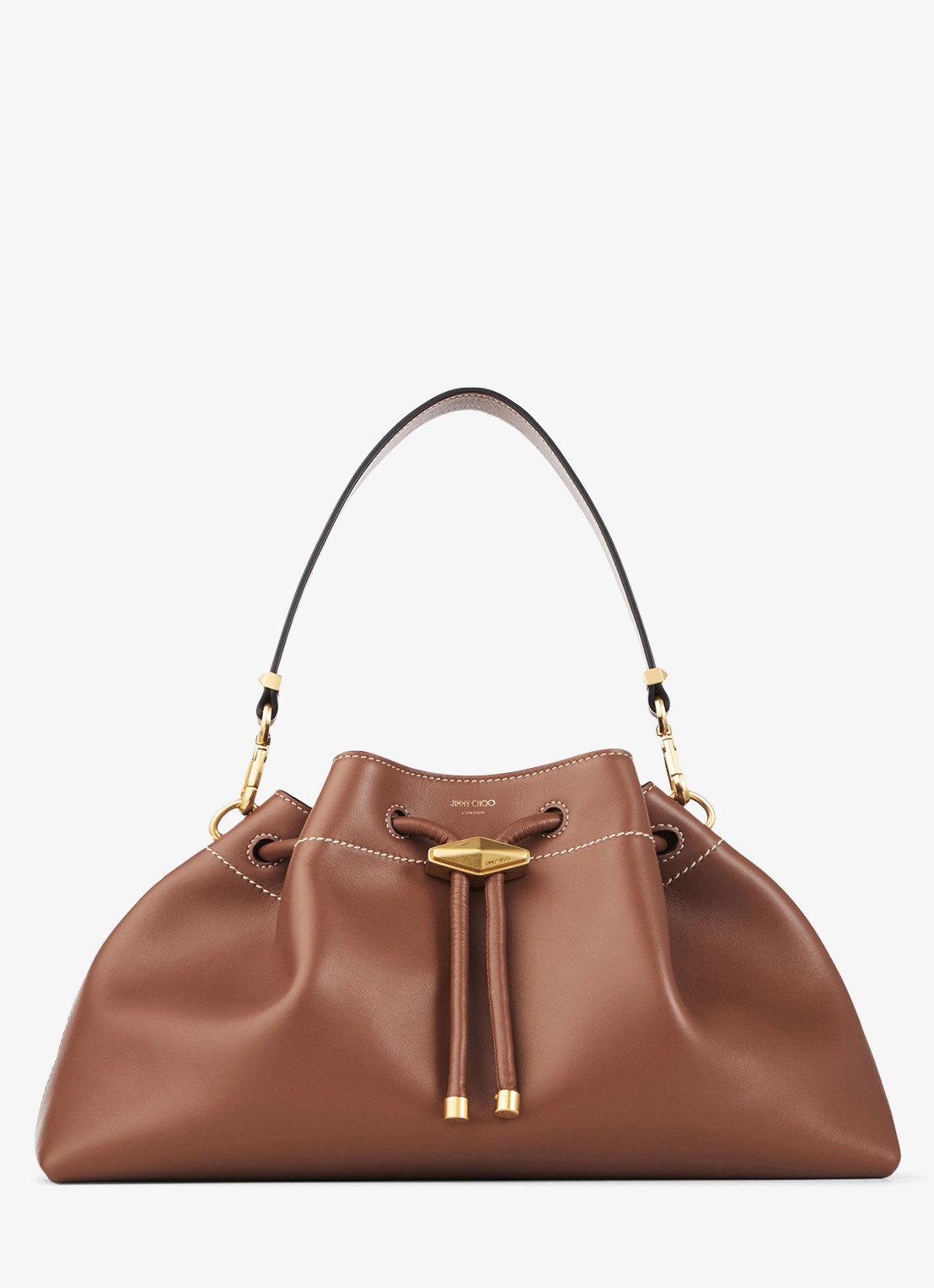 Jimmy Choo Cinch M schoudertas van kalfsleer - voorkant 6 bruin