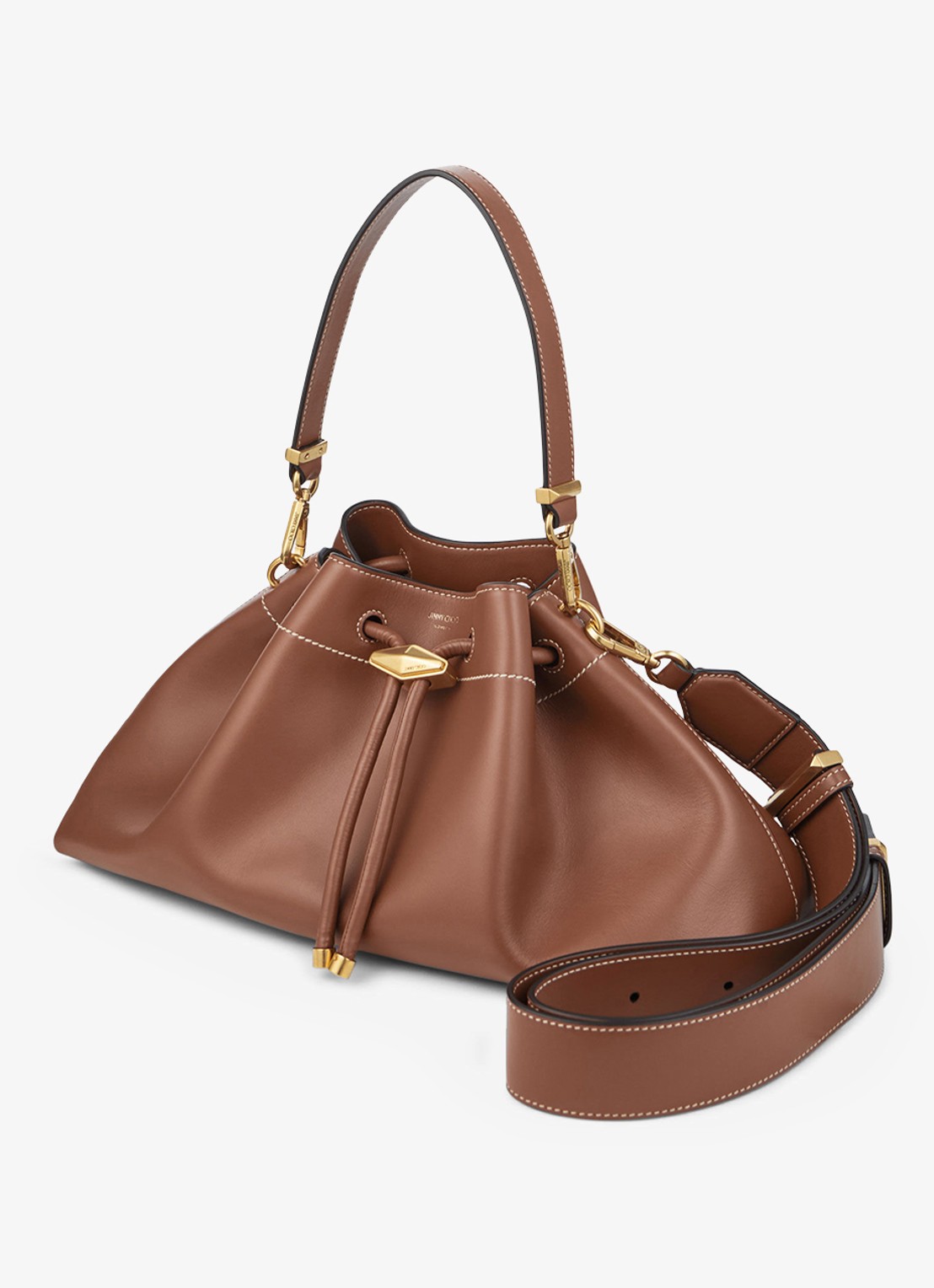 Jimmy Choo Cinch M schoudertas van kalfsleer - voorkant 7 bruin