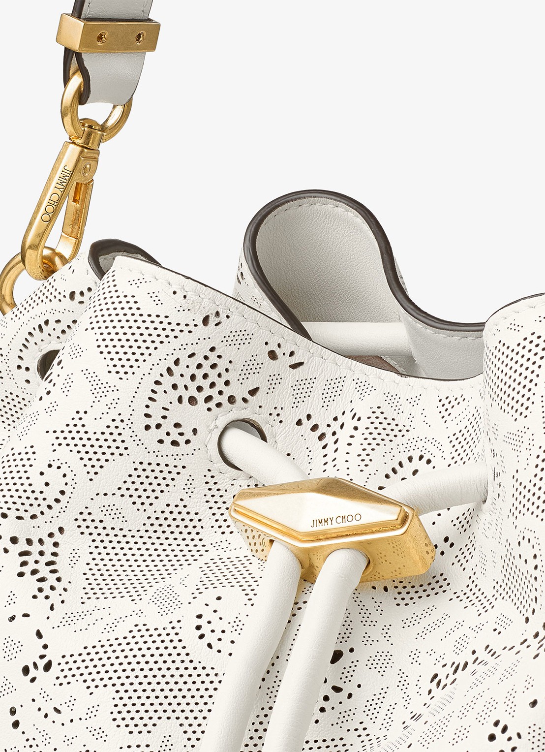 Jimmy Choo Cinch M schoudertas van kalfsleer - detail 2 wit