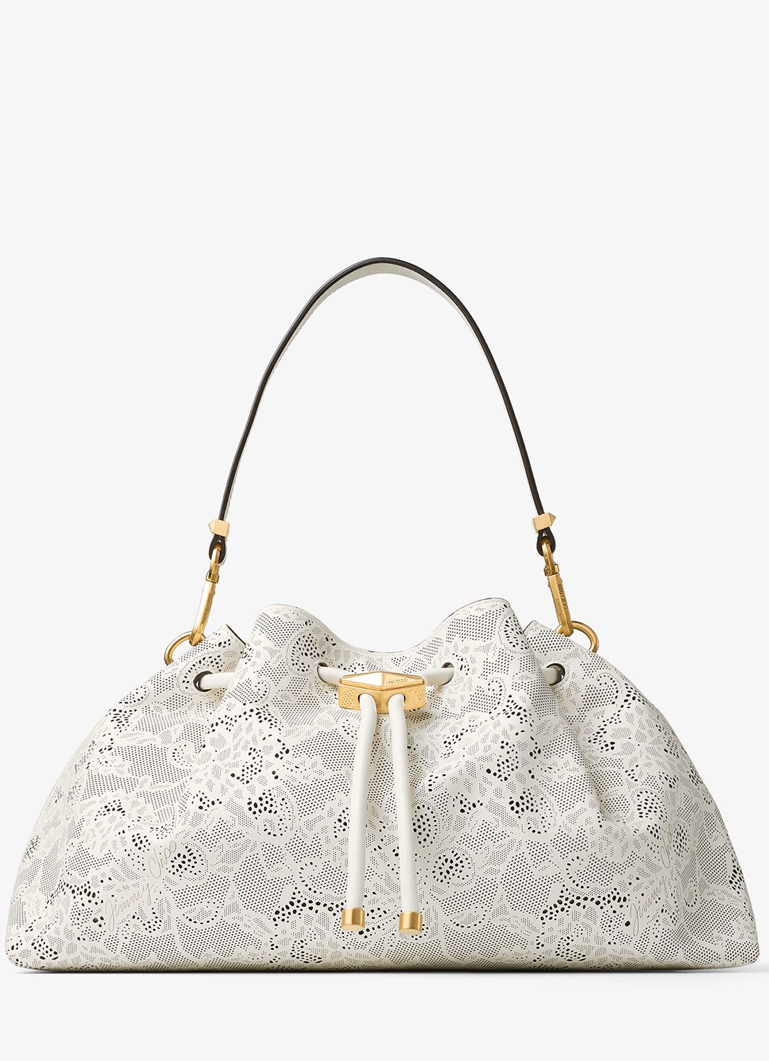 Jimmy Choo Cinch M schoudertas van kalfsleer - voorkant 3 wit