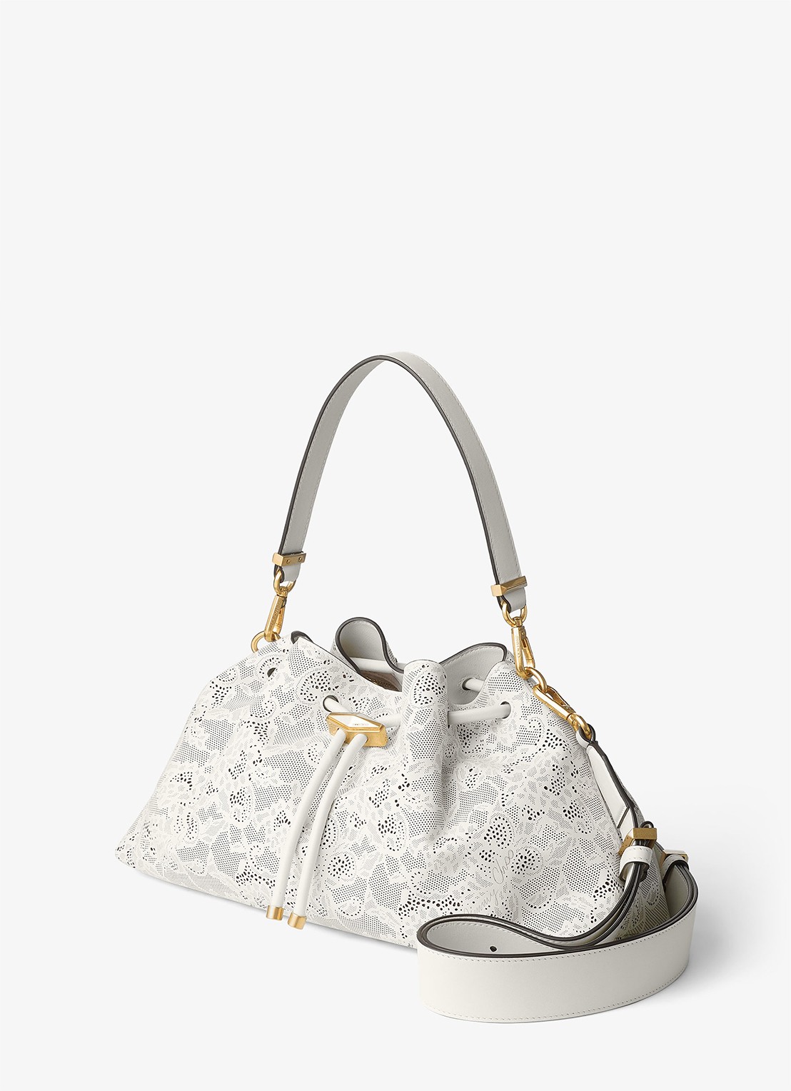Jimmy Choo Cinch M schoudertas van kalfsleer - voorkant 4 wit