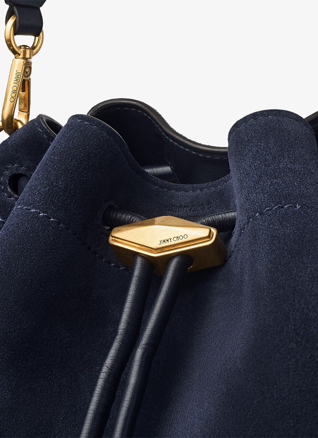 Jimmy Choo Cinch M schoudertas van kalfssuède met afneembare schouderriem - detail 3 donkerblauw