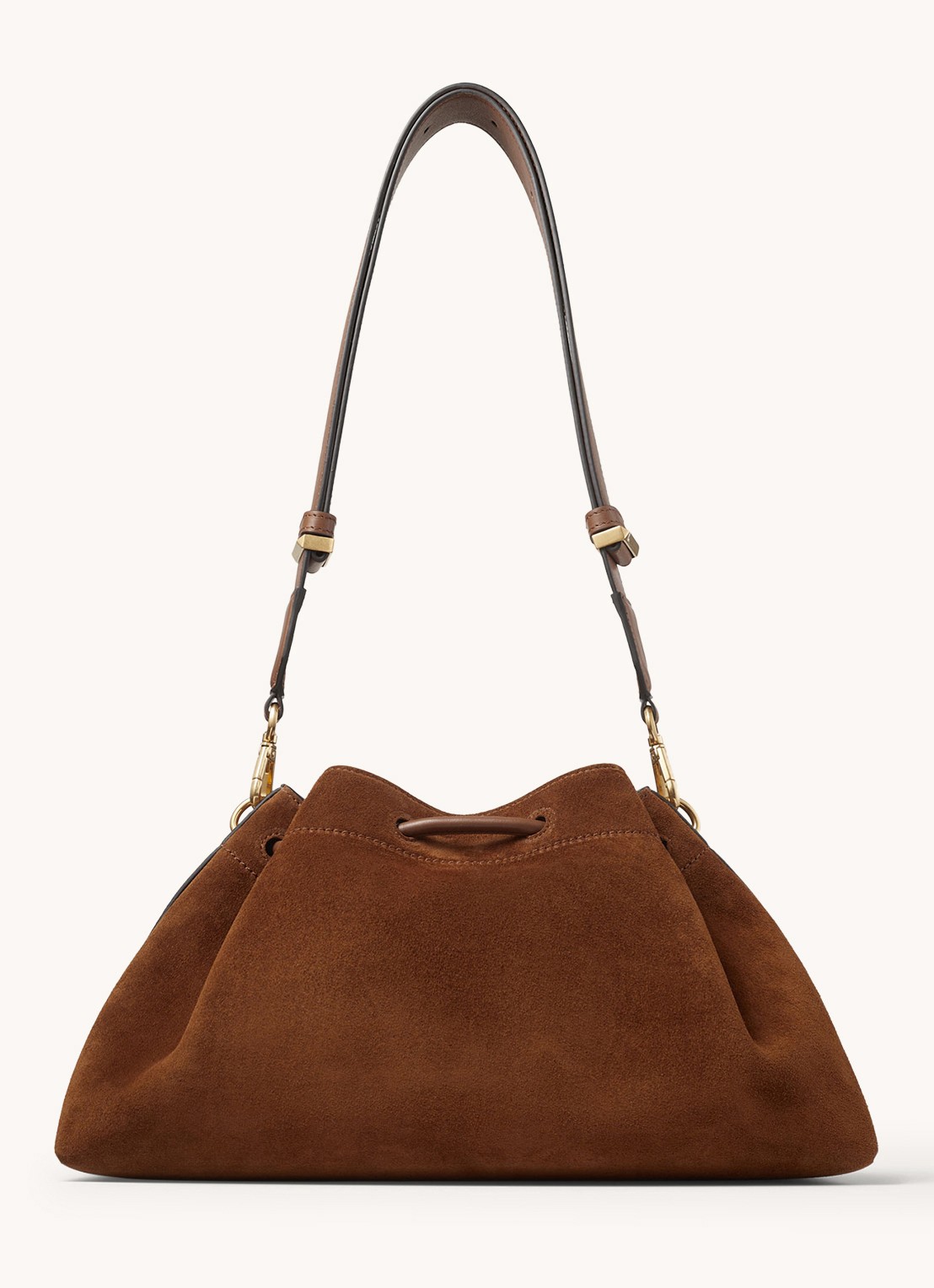 Jimmy Choo Cinch M schoudertas van kalfssuède - achterkant 5 cognac