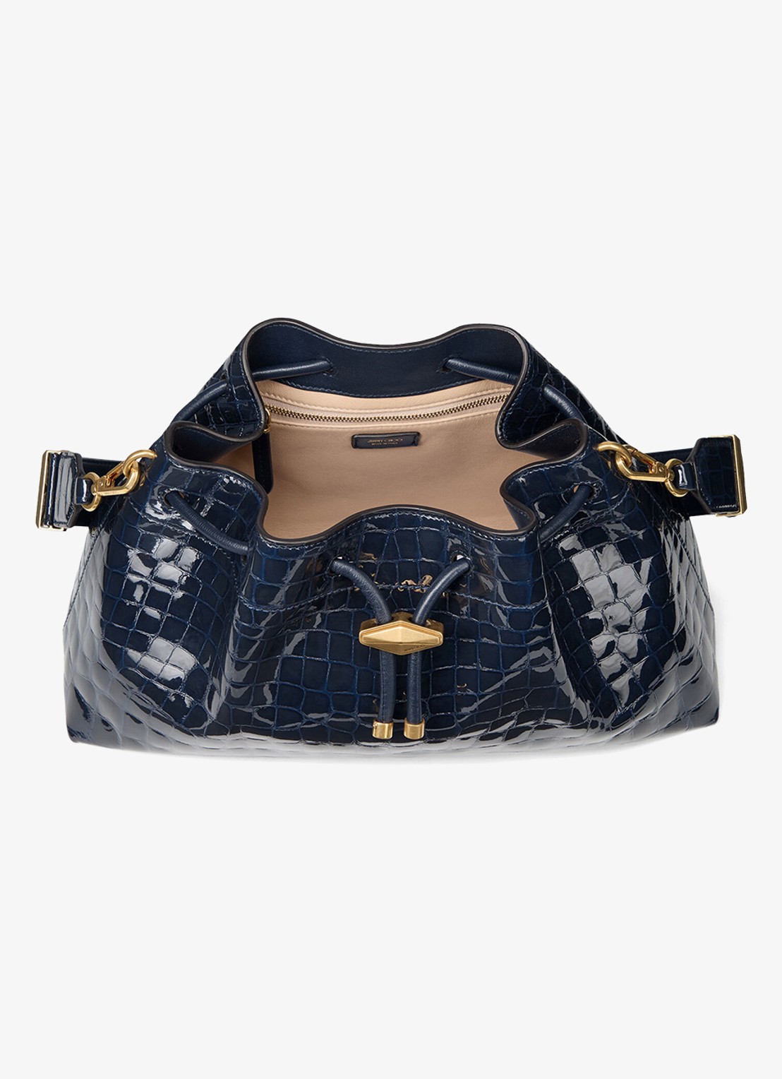 Jimmy Choo Cinch M schoudertas van leer met crocostructuur - detail 3 donkerblauw