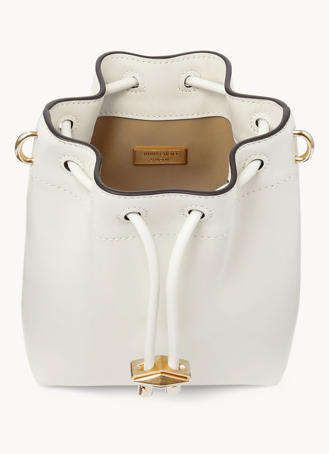 Jimmy Choo Cinch Mini crossbodytas van kalfsleer - detail 4 gebroken wit