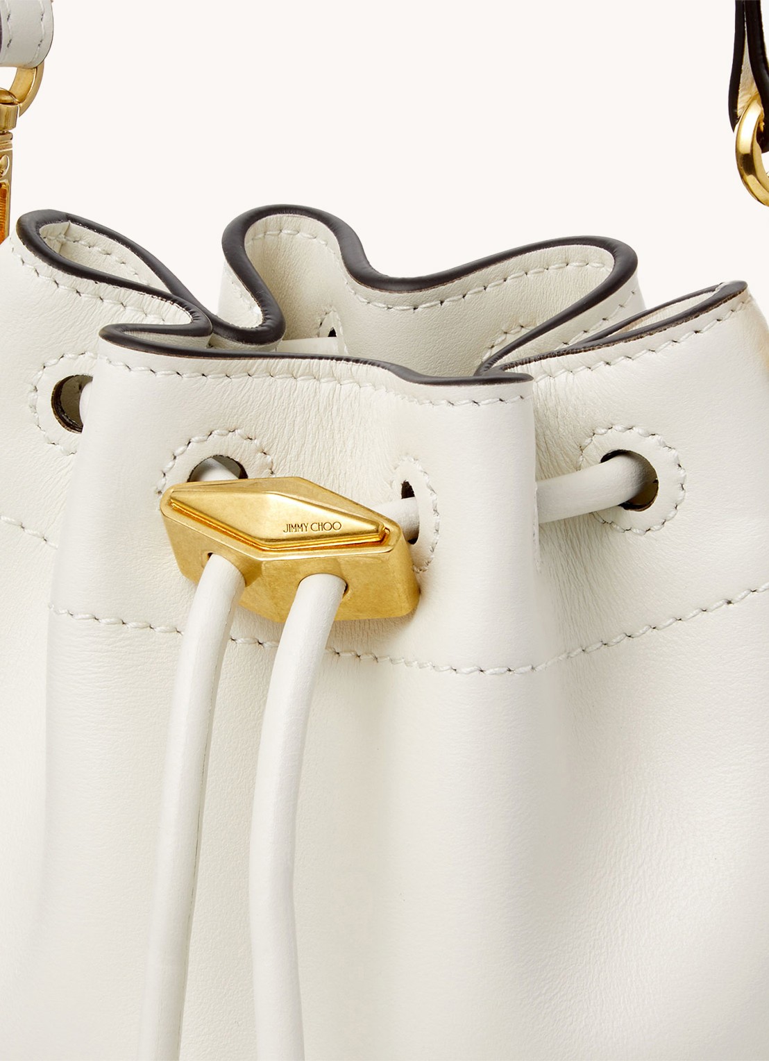 Jimmy Choo Cinch Mini crossbodytas van kalfsleer - detail 5 gebroken wit