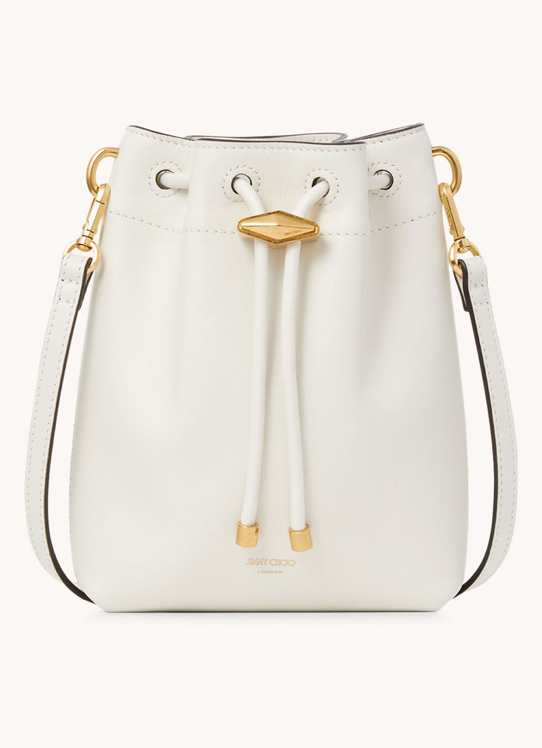 Jimmy Choo Cinch Mini crossbodytas van kalfsleer - voorkant gebroken wit
