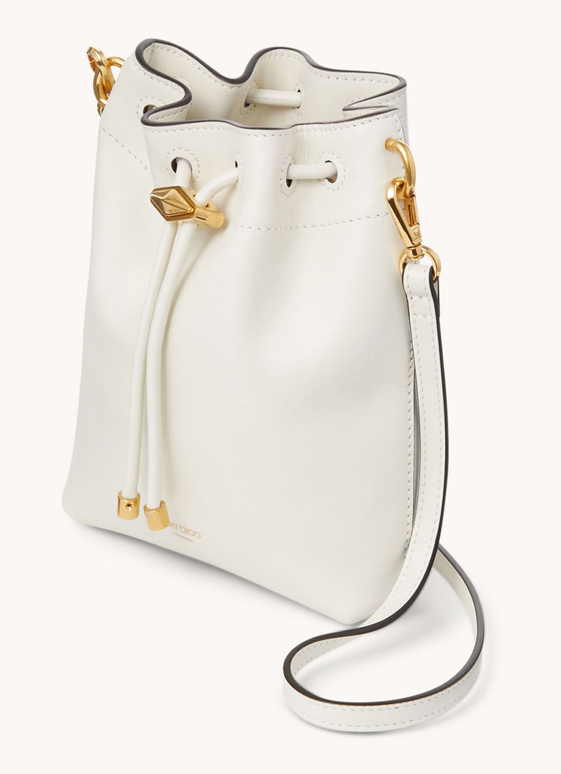 Jimmy Choo Cinch Mini crossbodytas van kalfsleer - voorkant 2 gebroken wit