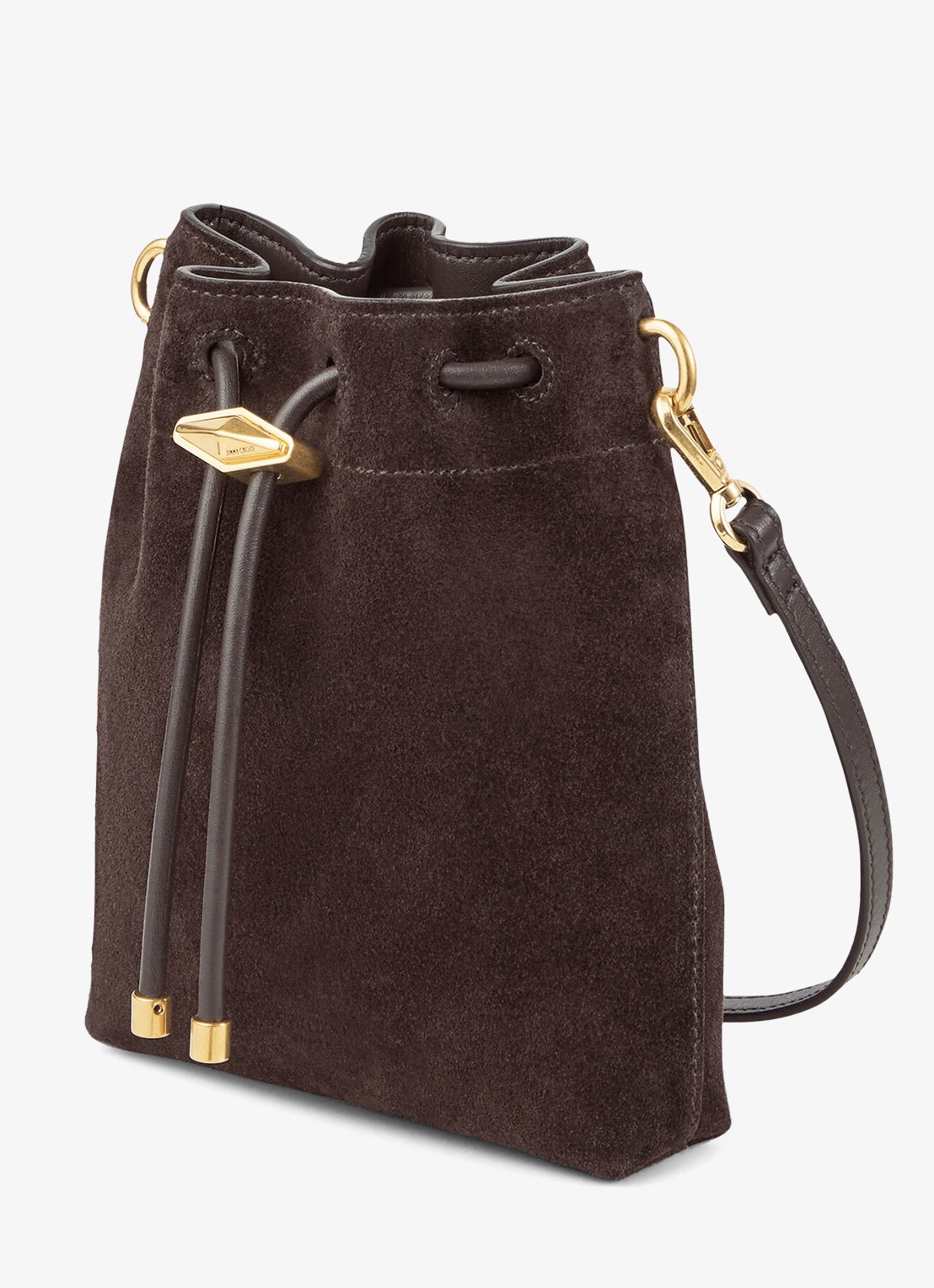 Jimmy Choo Cinch Mini handtas van kalfssuède - voorkant 2 donkerbruin