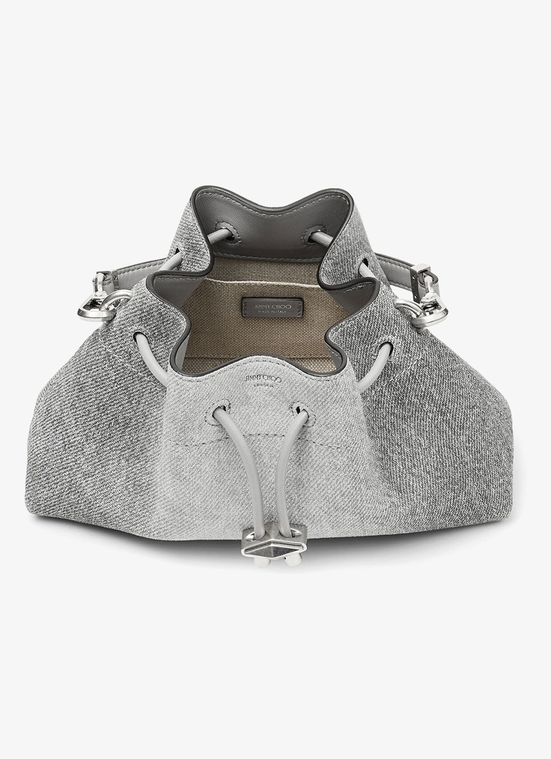 Jimmy Choo Cinch S schoudertas van suède - detail 3 grijs