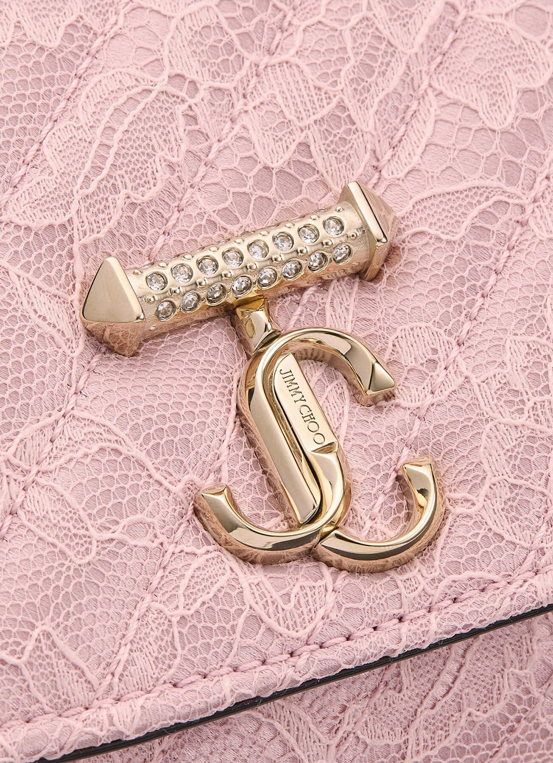 Jimmy Choo Crossbodytas met kant en afneembare schouderriem - detail 5 roze