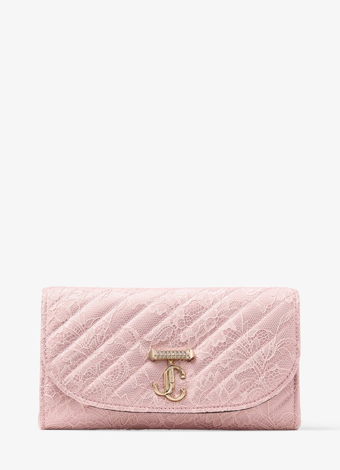 Jimmy Choo Crossbodytas met kant en afneembare schouderriem - voorkant 2 roze