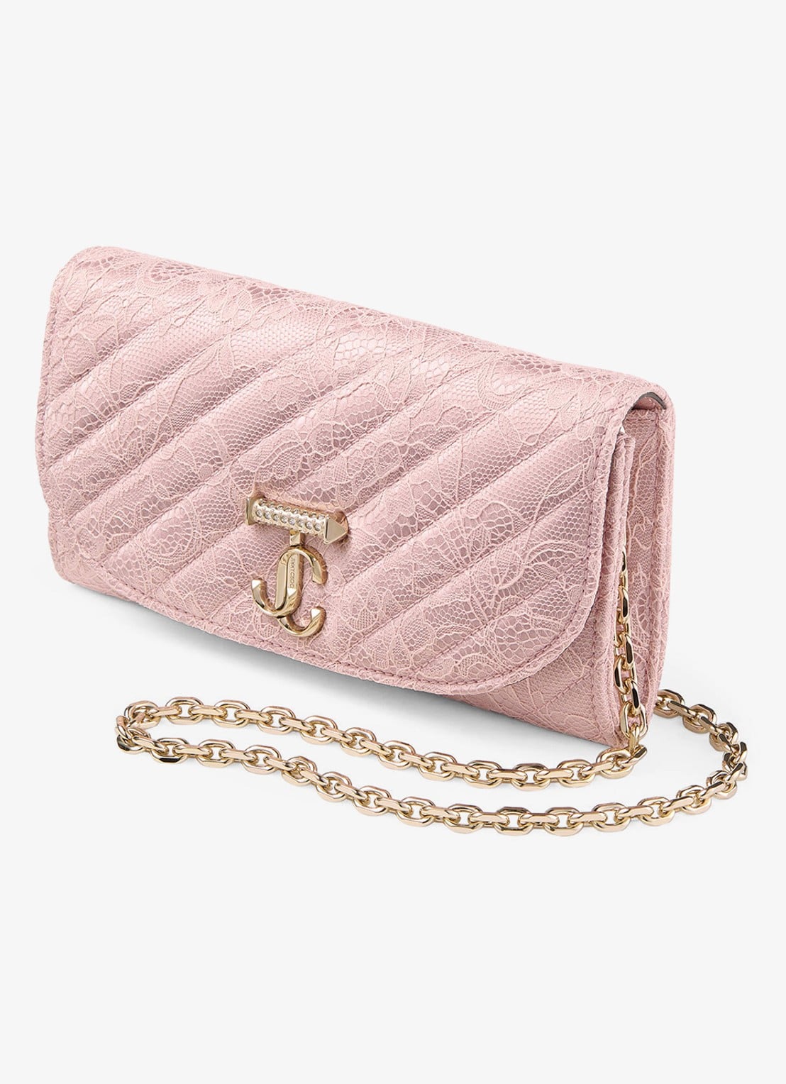 Jimmy Choo Crossbodytas met kant en afneembare schouderriem - voorkant 3 roze