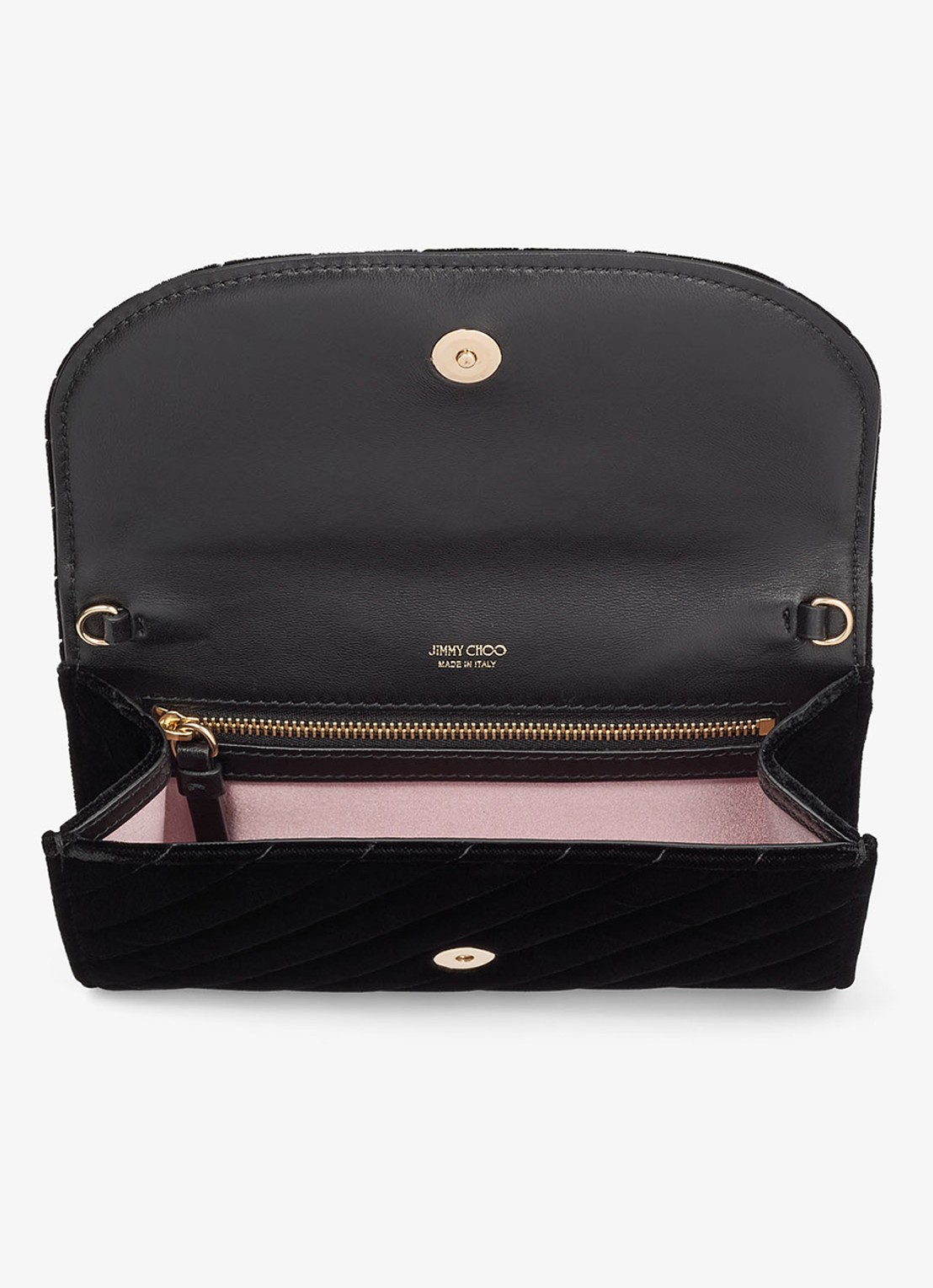Jimmy Choo Curve clutch van fluweel met afneembare schouderriem - detail 3 zwart
