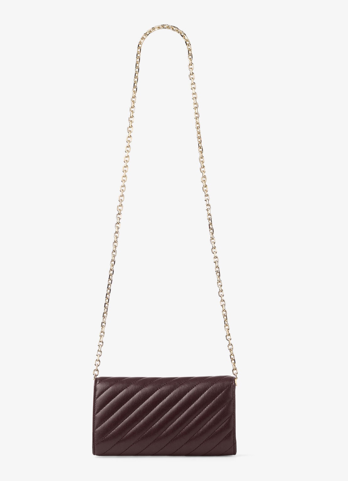 Jimmy Choo Curve clutch van lamsleer met afneembare schouderriem - achterkant 5 deep merlot