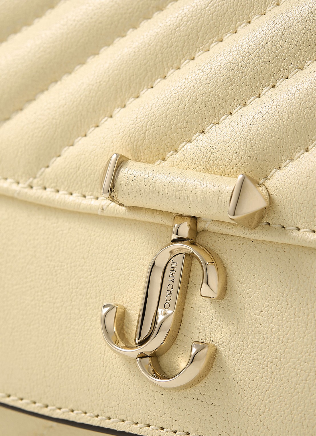 Jimmy Choo Curve clutch van lamsleer met afneembare schouderriem - detail 4 creme