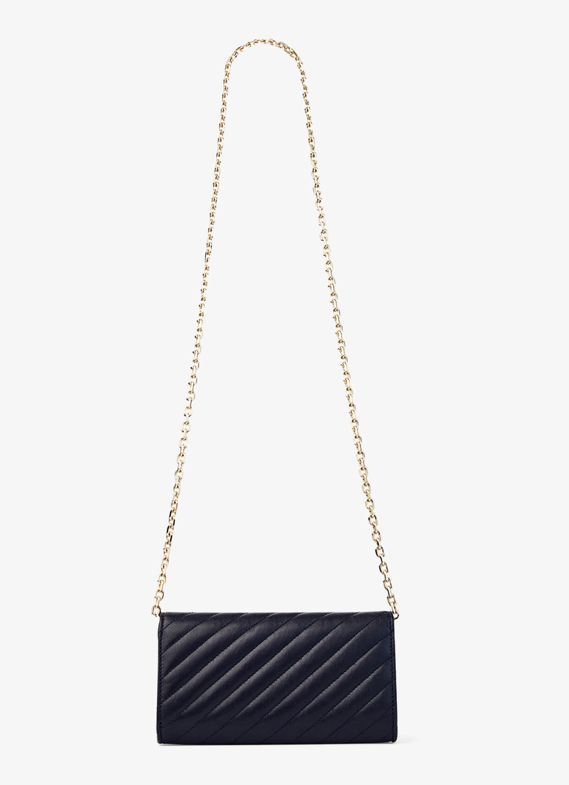 Jimmy Choo Curve clutch van lamsleer met afneembare schouderriem - achterkant donkerblauw