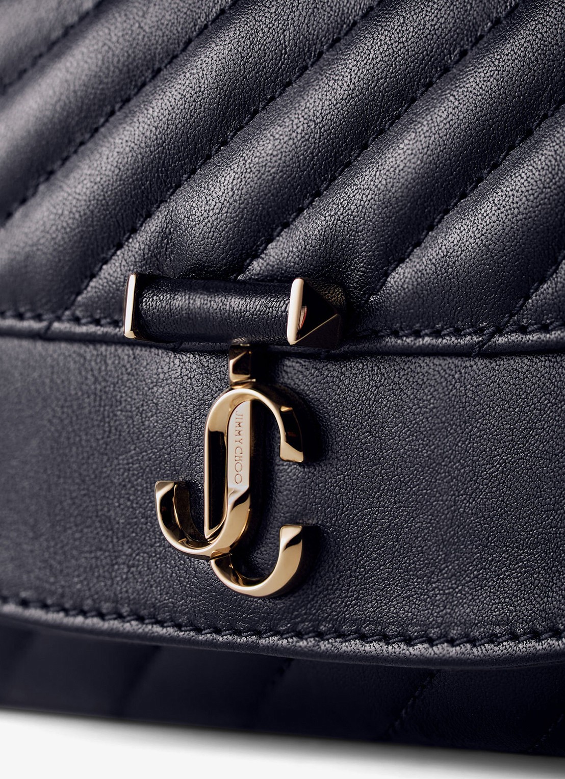 Jimmy Choo Curve clutch van lamsleer met afneembare schouderriem - detail 5 donkerblauw