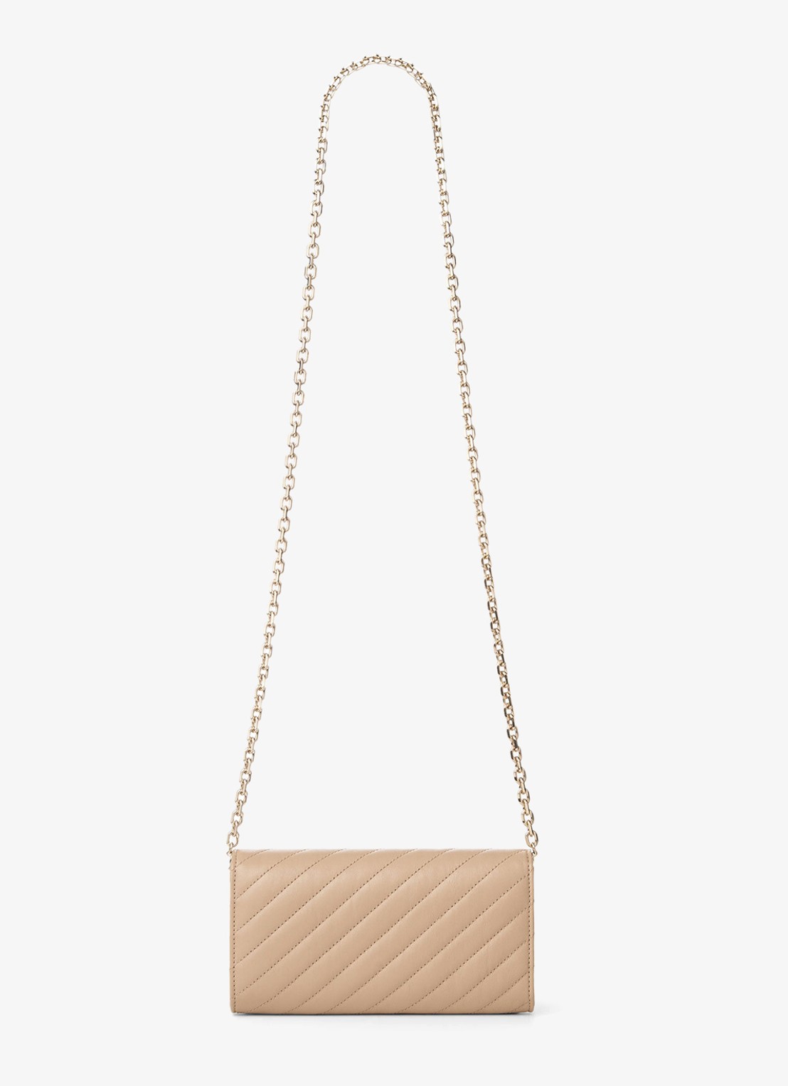 Jimmy Choo Curve clutch van lamsleer met afneembare schouderriem - achterkant 5 beige