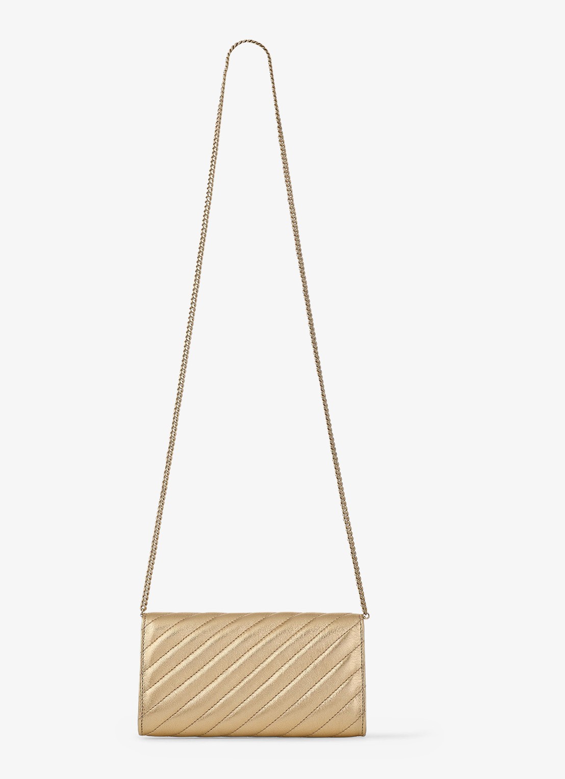 Jimmy Choo Curve clutch van lamsleer met metallic finish en afneembare schouderriem - detail 3 goud