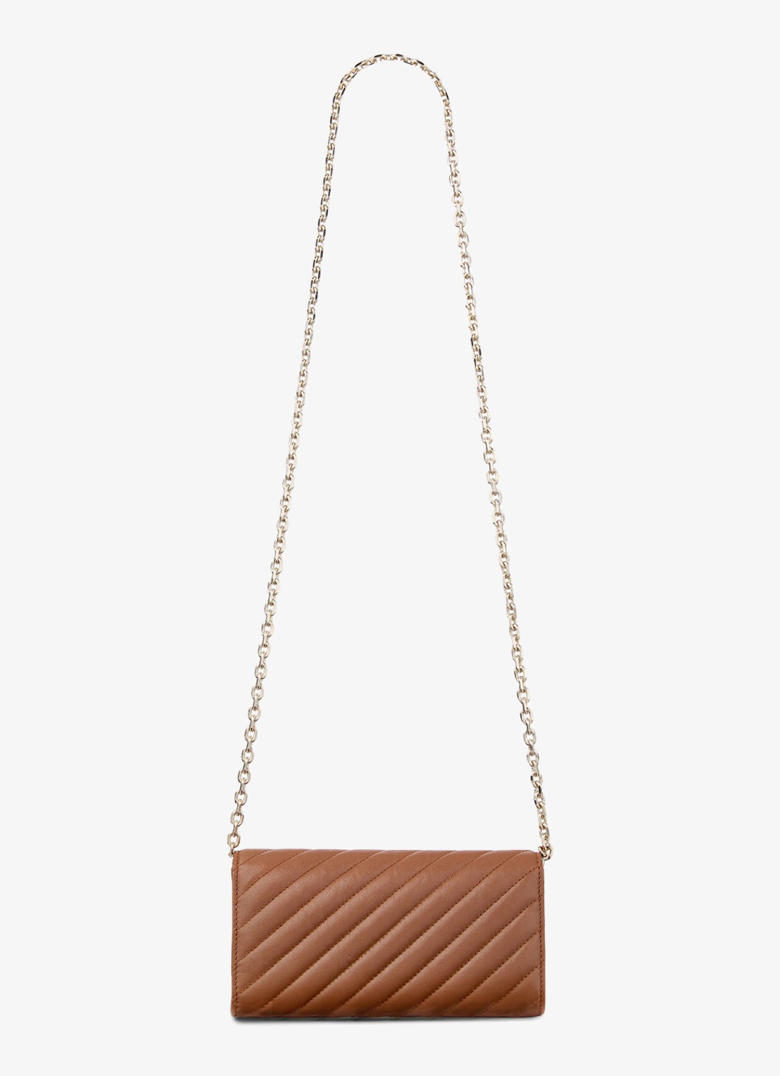 Jimmy Choo Curve clutch van schapenleer met afneembare schouderriem - achterkant bruin