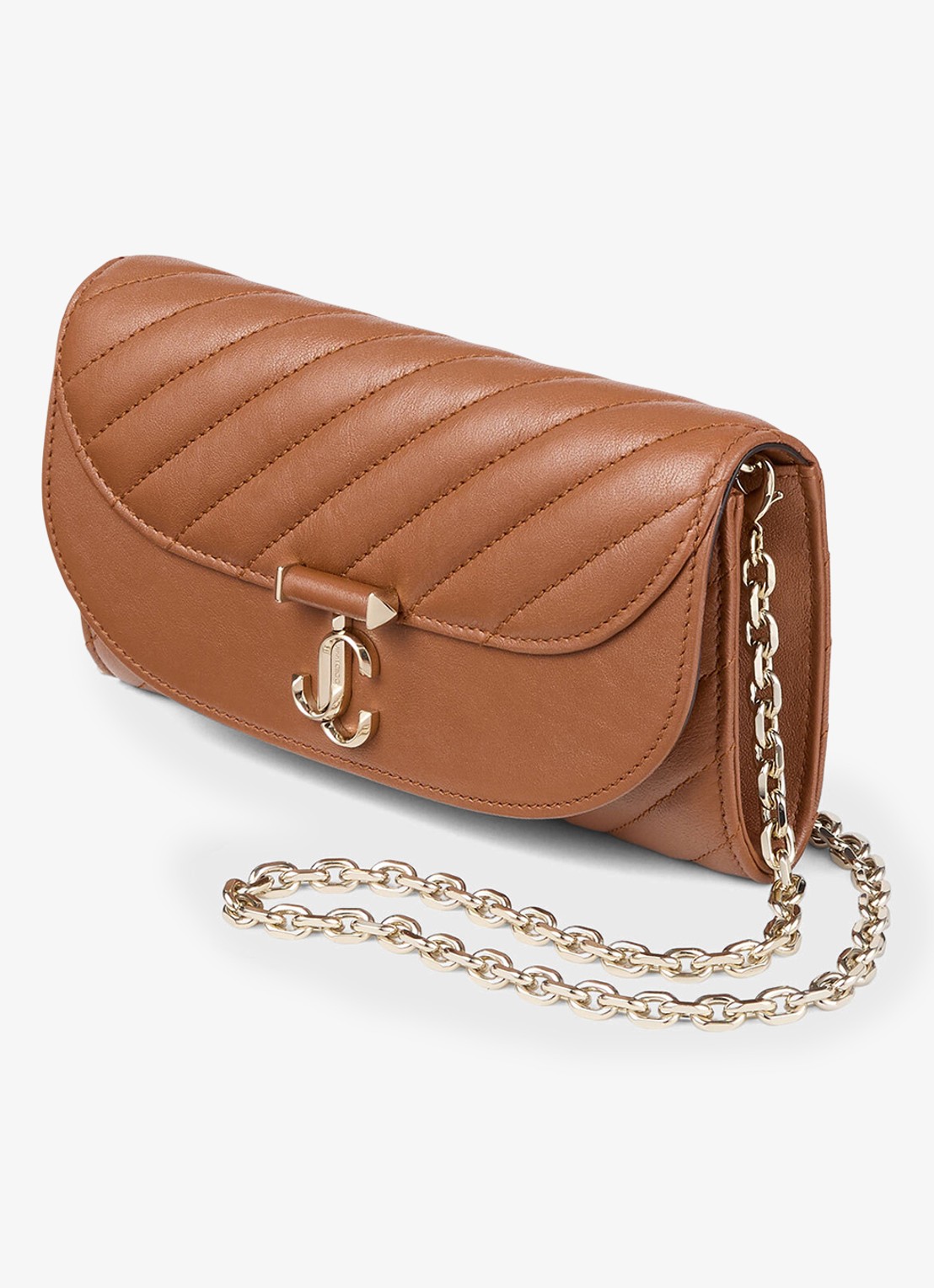 Jimmy Choo Curve clutch van schapenleer met afneembare schouderriem - detail 2 bruin