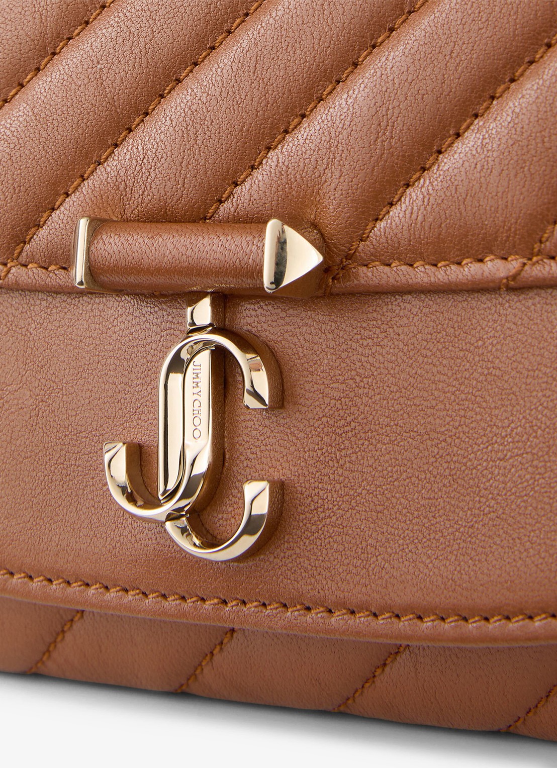 Jimmy Choo Curve clutch van schapenleer met afneembare schouderriem - detail 4 bruin