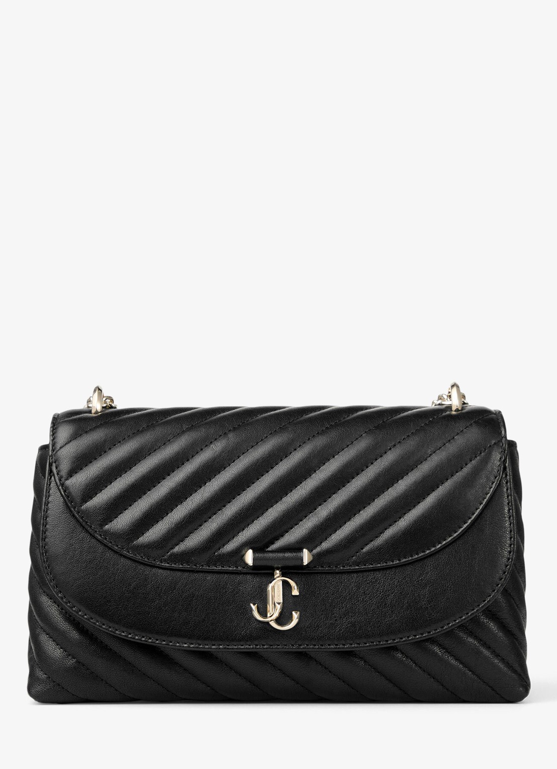 Jimmy Choo Curve M crossbodytas van lamsleer - voorkant 4 zwart