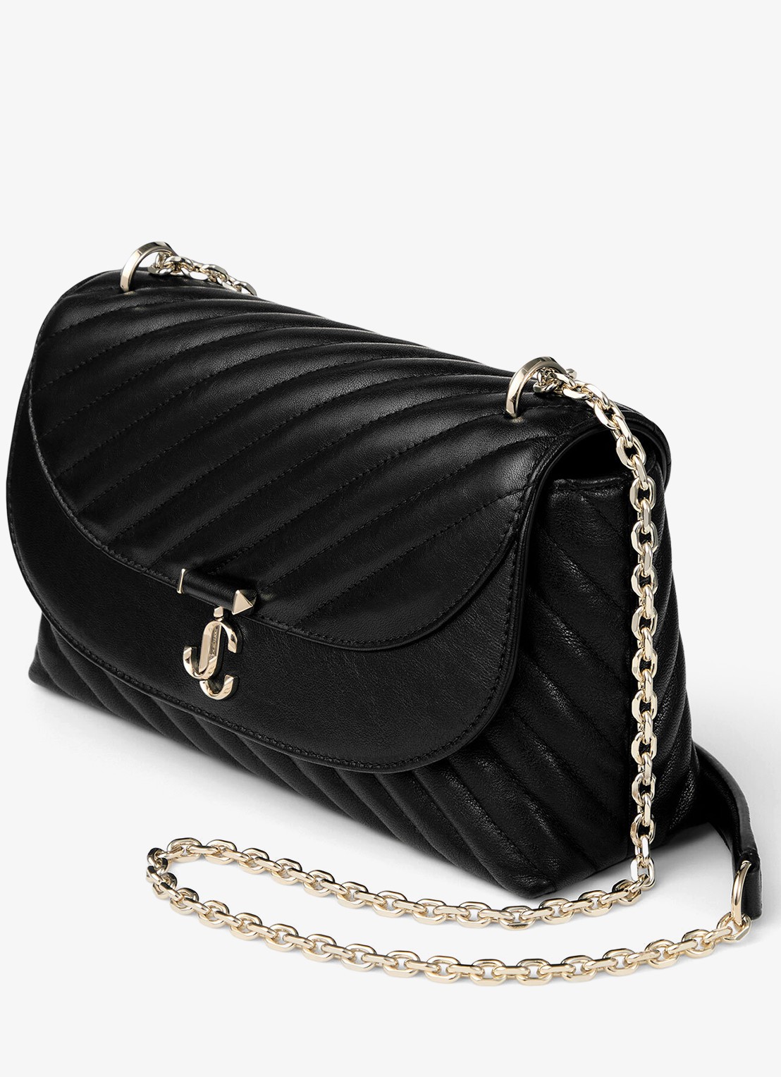 Jimmy Choo Curve M crossbodytas van lamsleer - voorkant 5 zwart