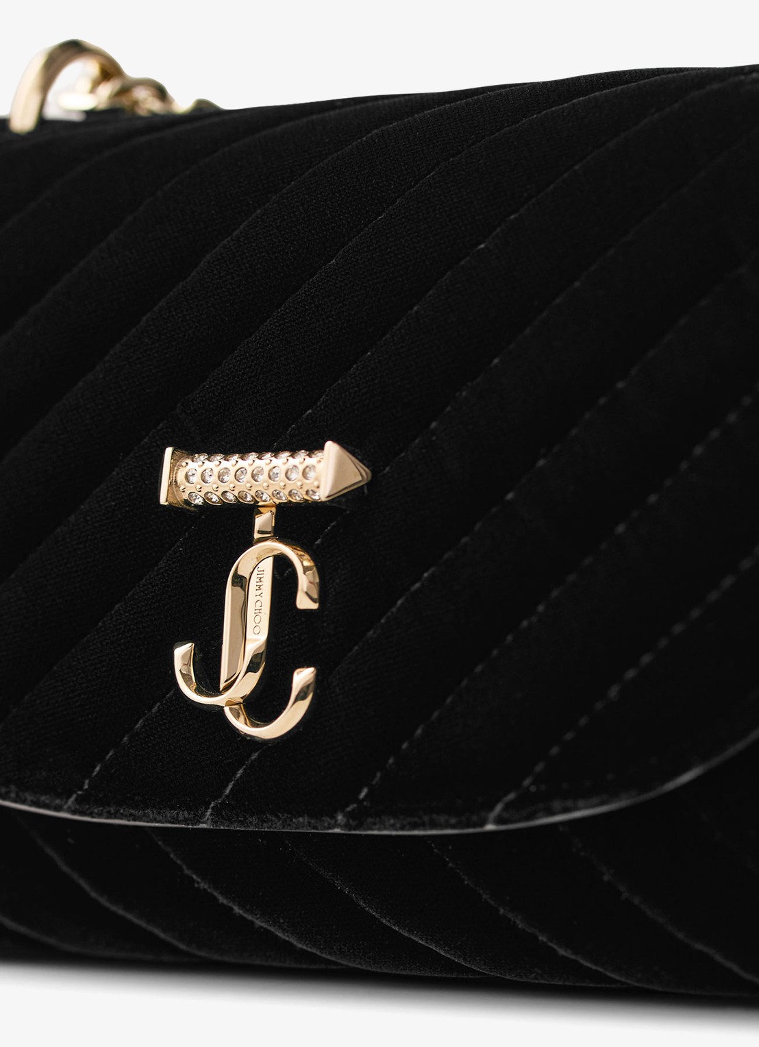 Jimmy Choo Curve S crossbodytas van fluweel - detail 4 zwart