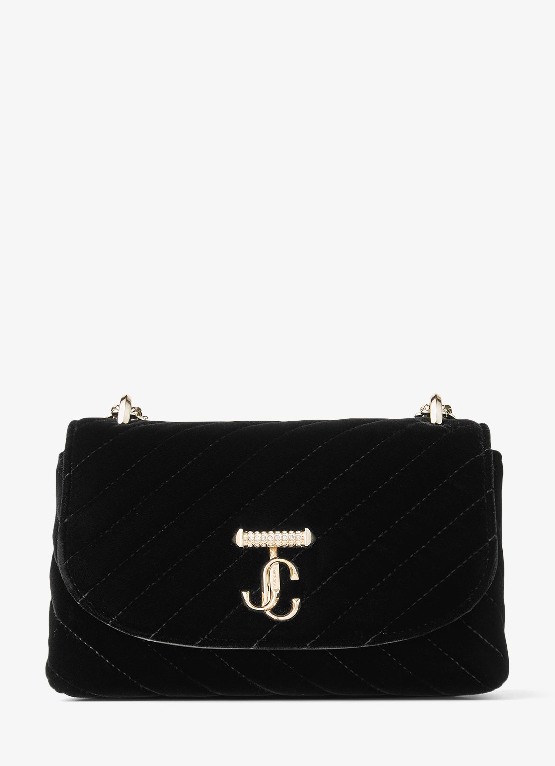 Jimmy Choo Curve S crossbodytas van fluweel - voorkant zwart