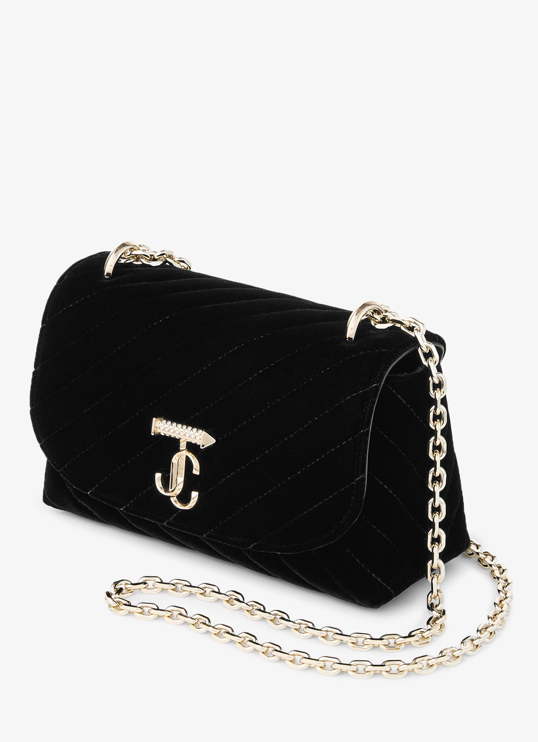 Jimmy Choo Curve S crossbodytas van fluweel - voorkant 2 zwart