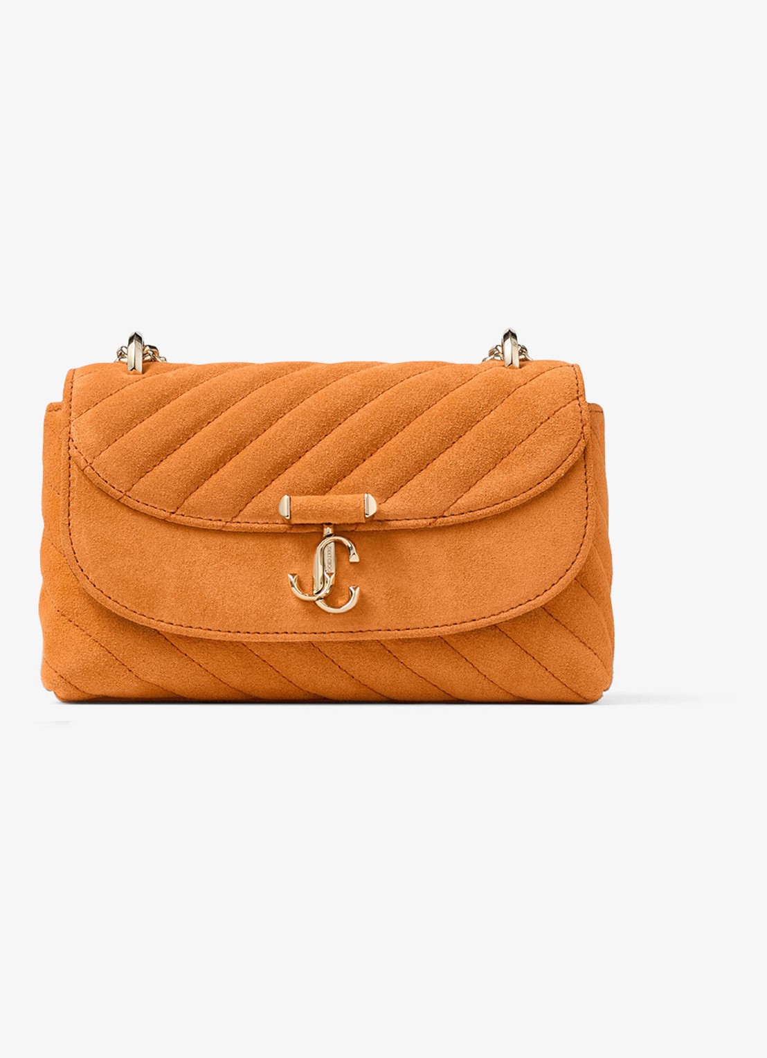 Jimmy Choo Curve S crossbodytas van kalfssuède - voorkant 4 orange