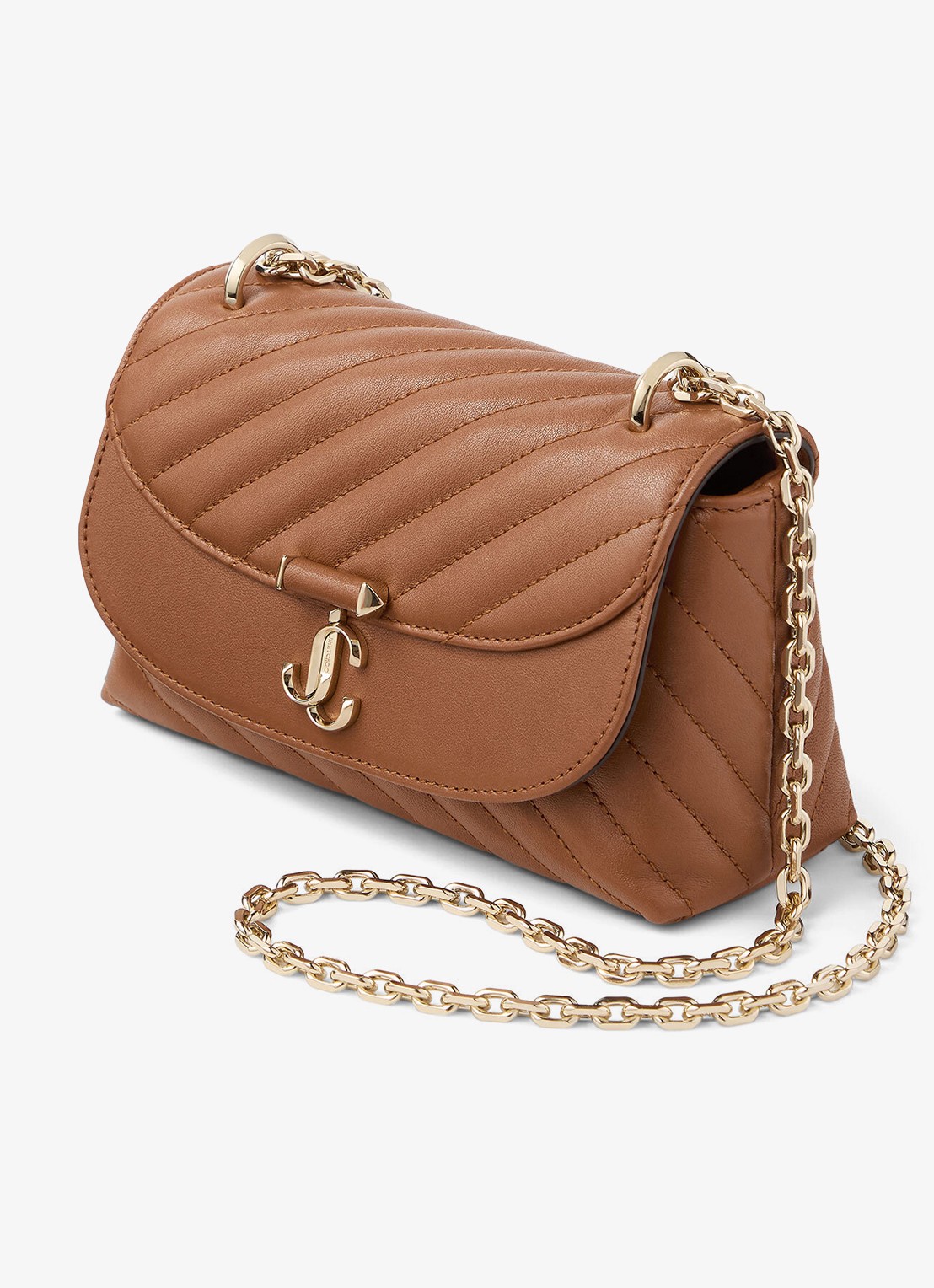 Jimmy Choo Curve S crossbodytas van schapenleer - detail 2 bruin