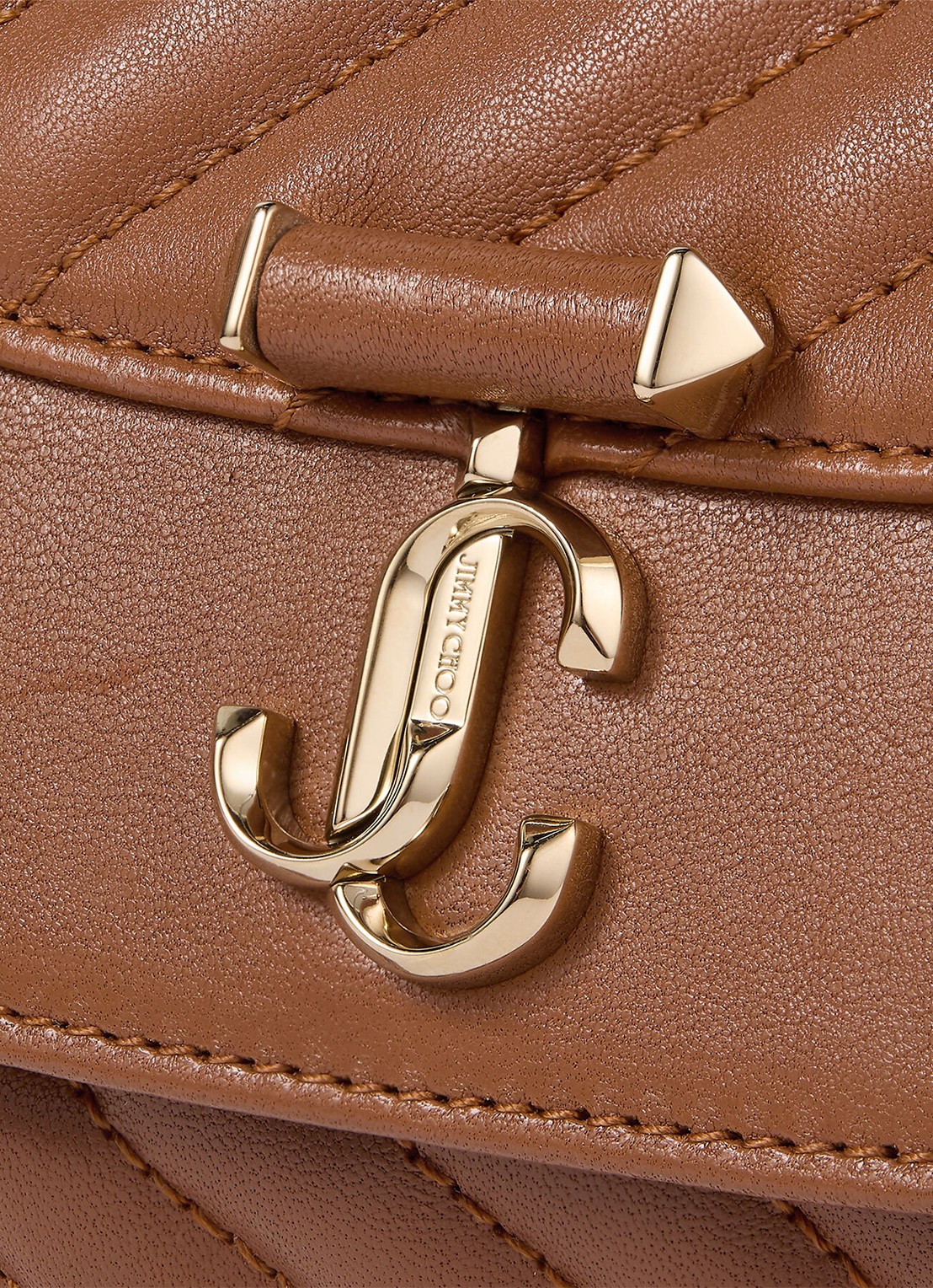 Jimmy Choo Curve S crossbodytas van schapenleer - detail 4 bruin