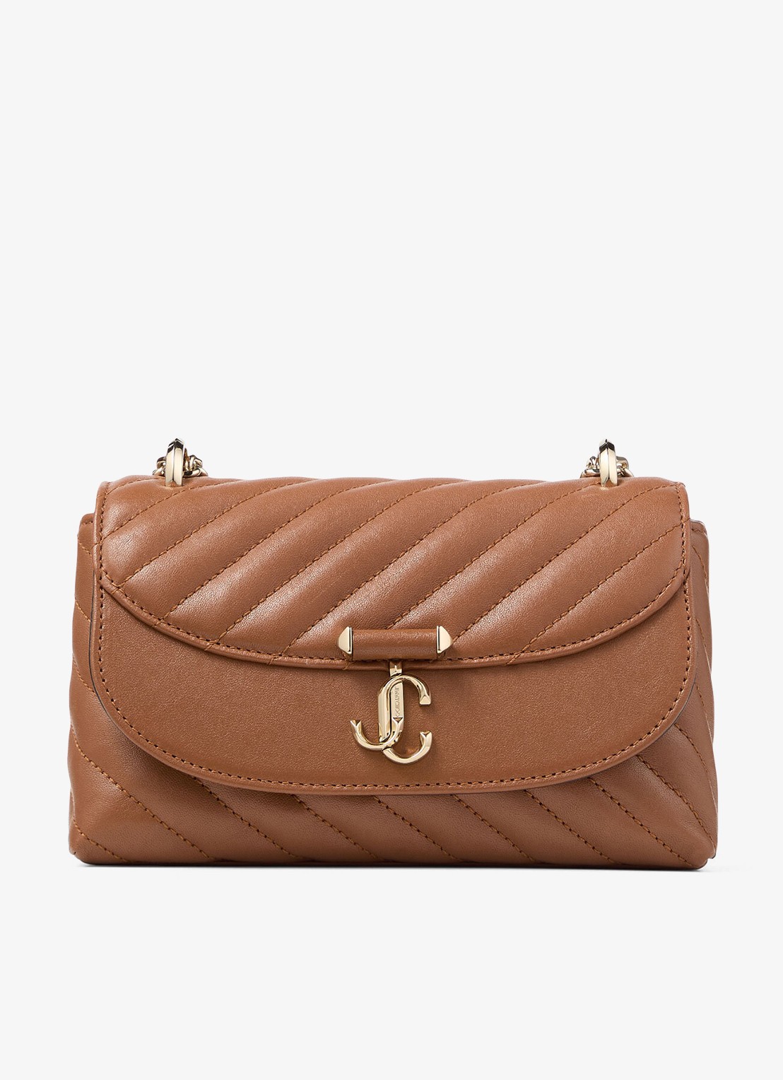 Jimmy Choo Curve S crossbodytas van schapenleer - voorkant 5 bruin