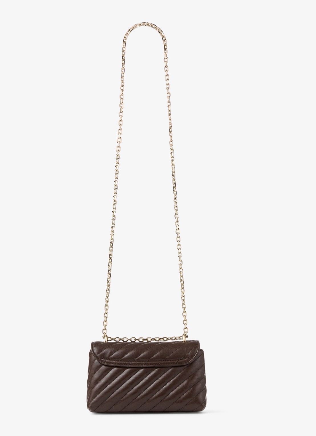 Jimmy Choo Curve S schoudertas van lamsleer - achterkant 3 donkerbruin