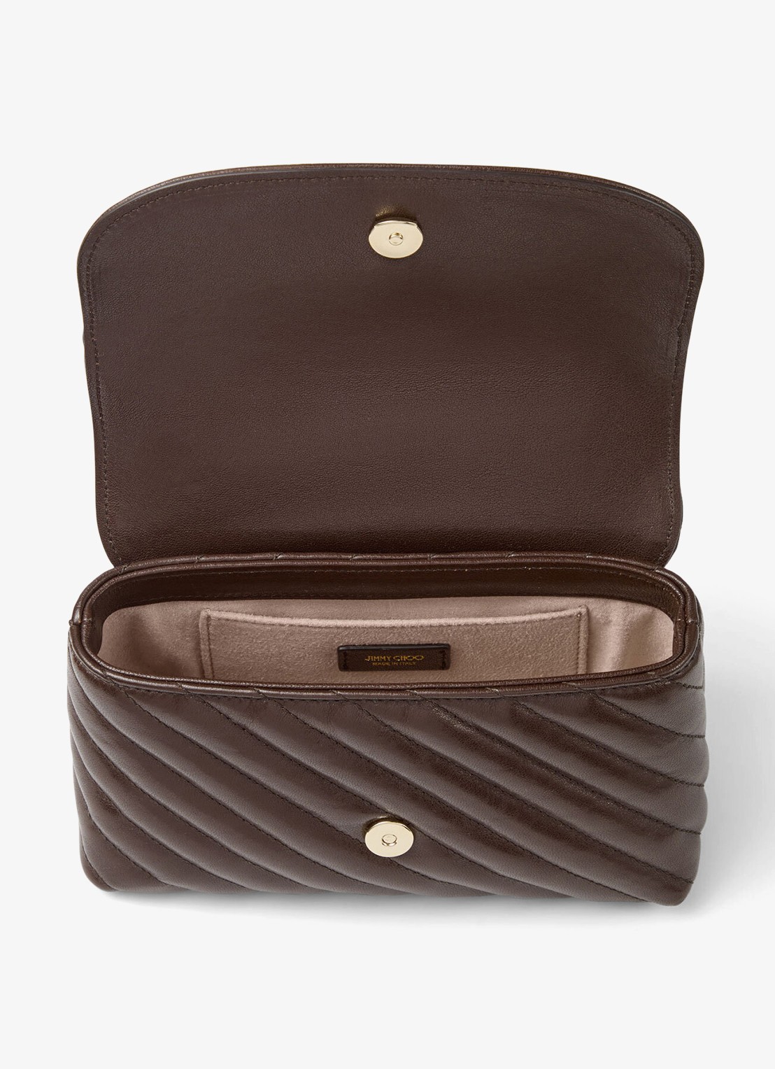 Jimmy Choo Curve S schoudertas van lamsleer - detail 4 donkerbruin
