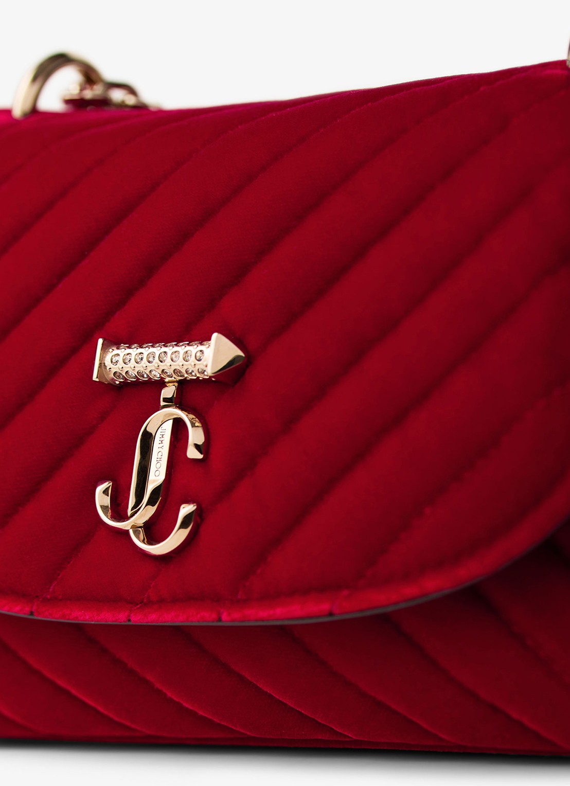 Jimmy Choo Curve Xbody/S crossbodytas van fluweel - detail 2 rood
