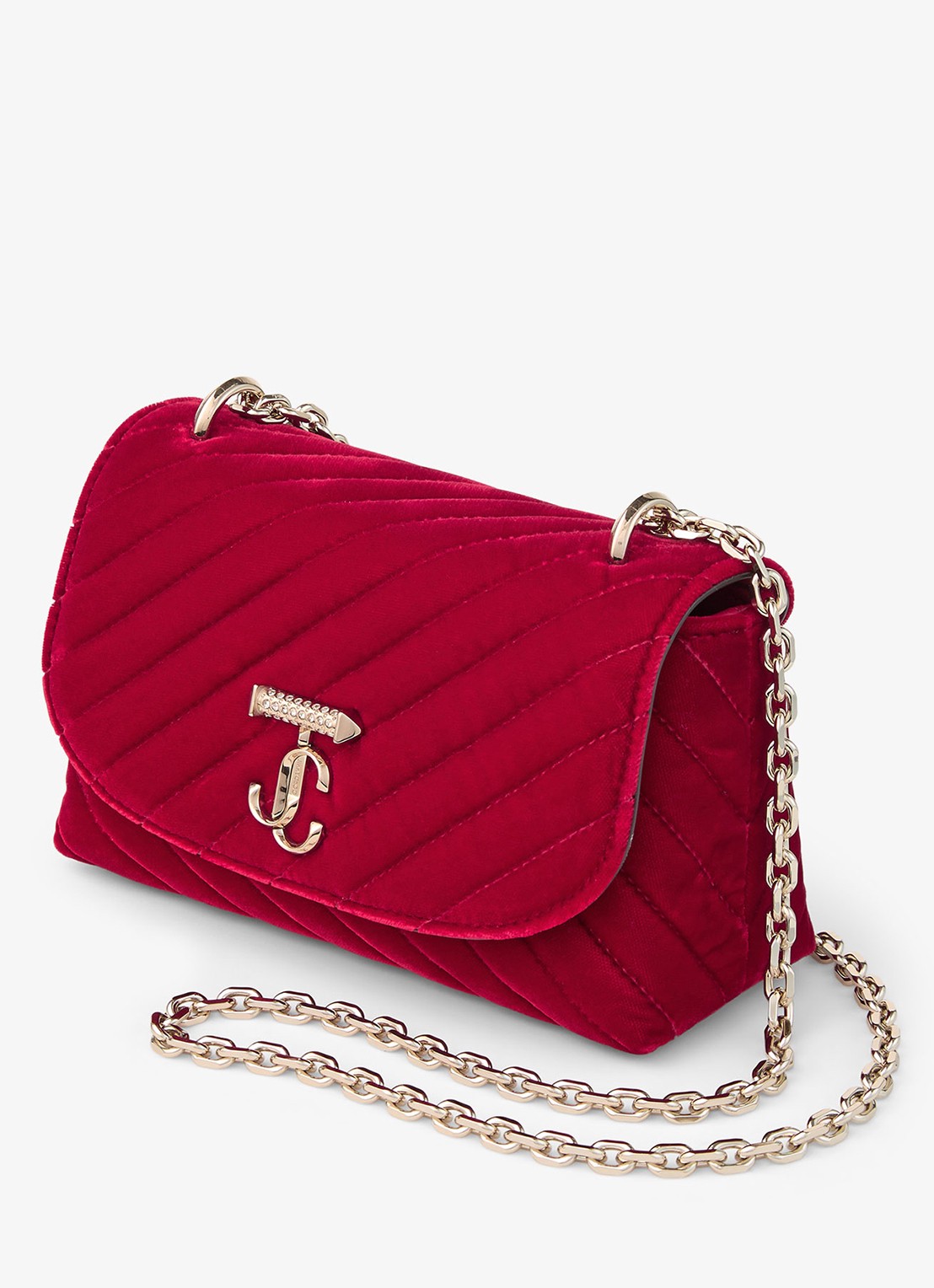 Jimmy Choo Curve Xbody/S crossbodytas van fluweel - voorkant 4 rood