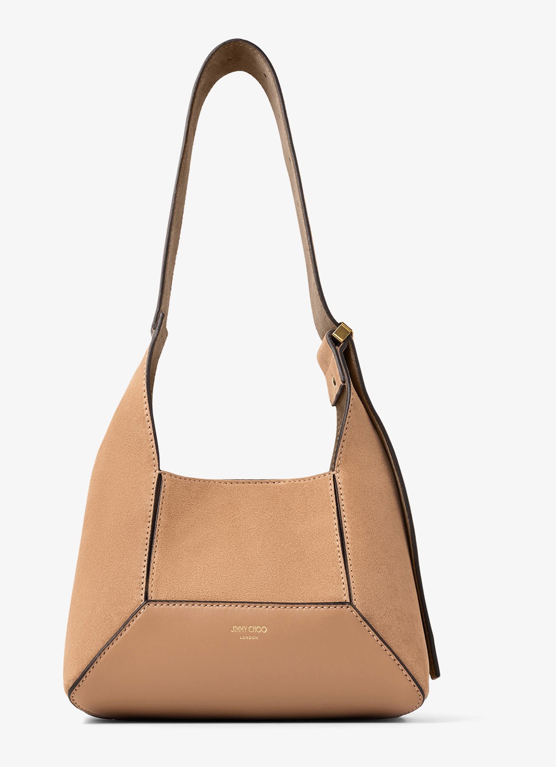Jimmy Choo Diamond Hobo/M schoudertas van kalfssuède - voorkant 2 lichtbruin