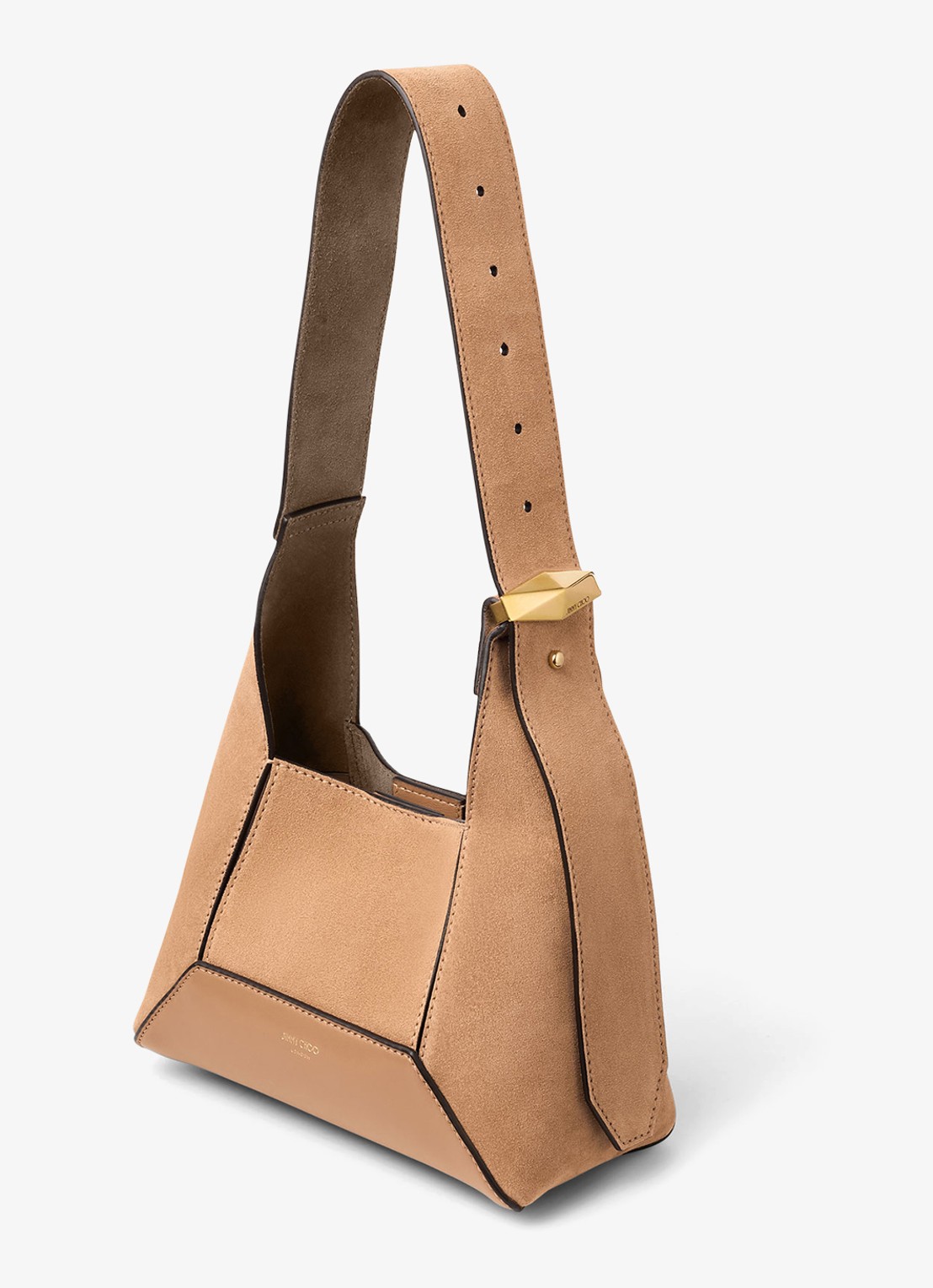 Jimmy Choo Diamond Hobo/M schoudertas van kalfssuède - voorkant 3 lichtbruin