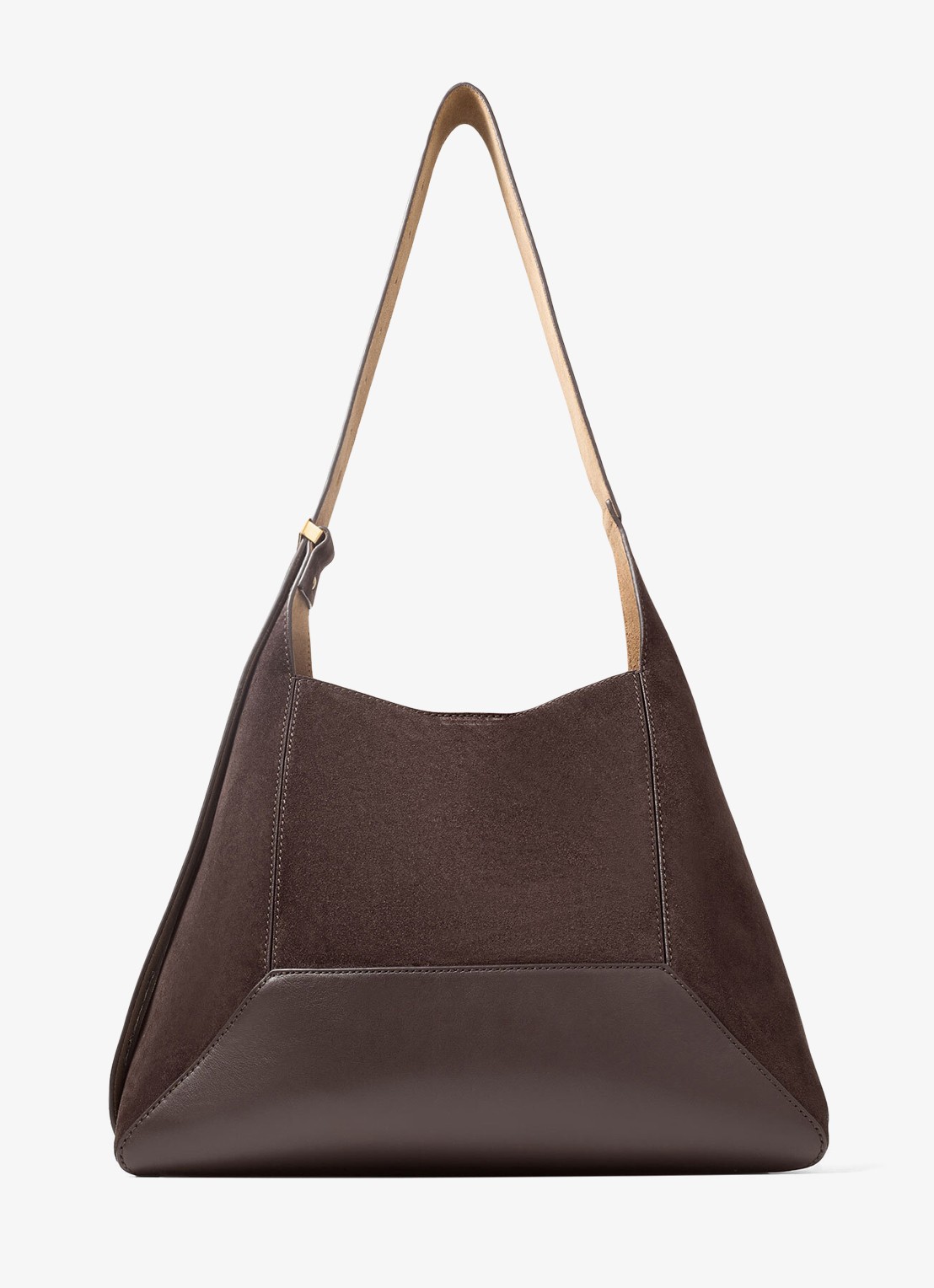 Jimmy Choo Diamond Hobo/M schoudertas van suède met leren details - achterkant donkerbruin