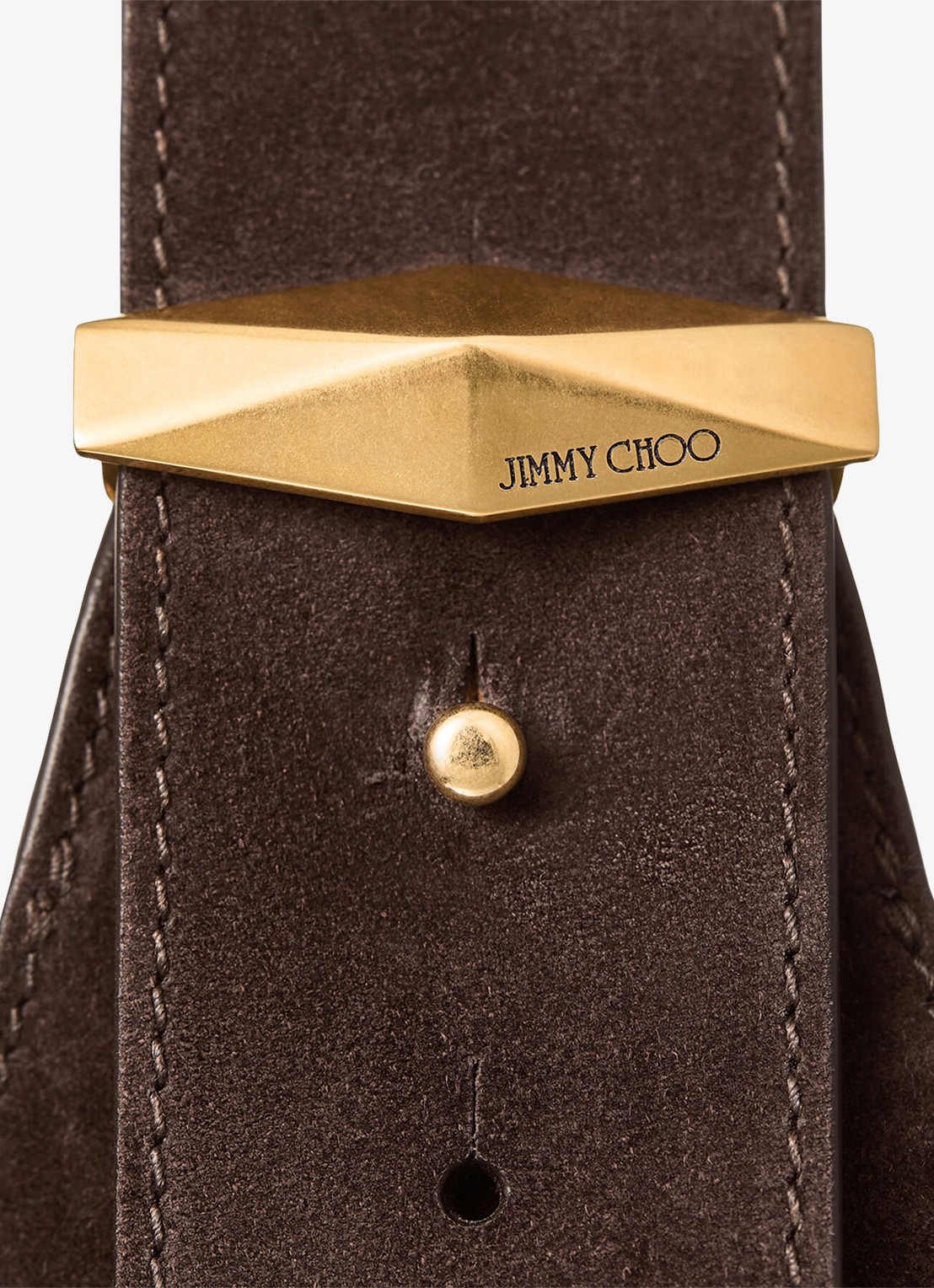 Jimmy Choo Diamond Hobo/M schoudertas van suède met leren details - detail 5 donkerbruin