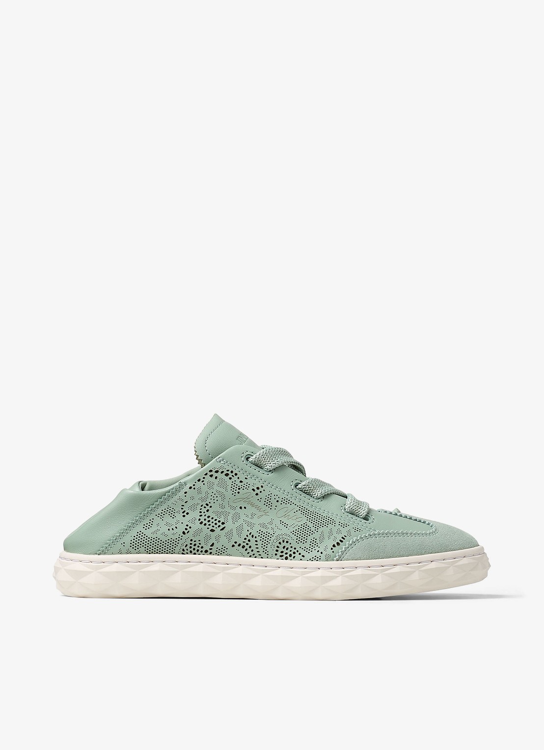 Jimmy Choo Diamond Light Flex/F sneaker van lamsleer met opengewerkt dessin - detail 2 mint