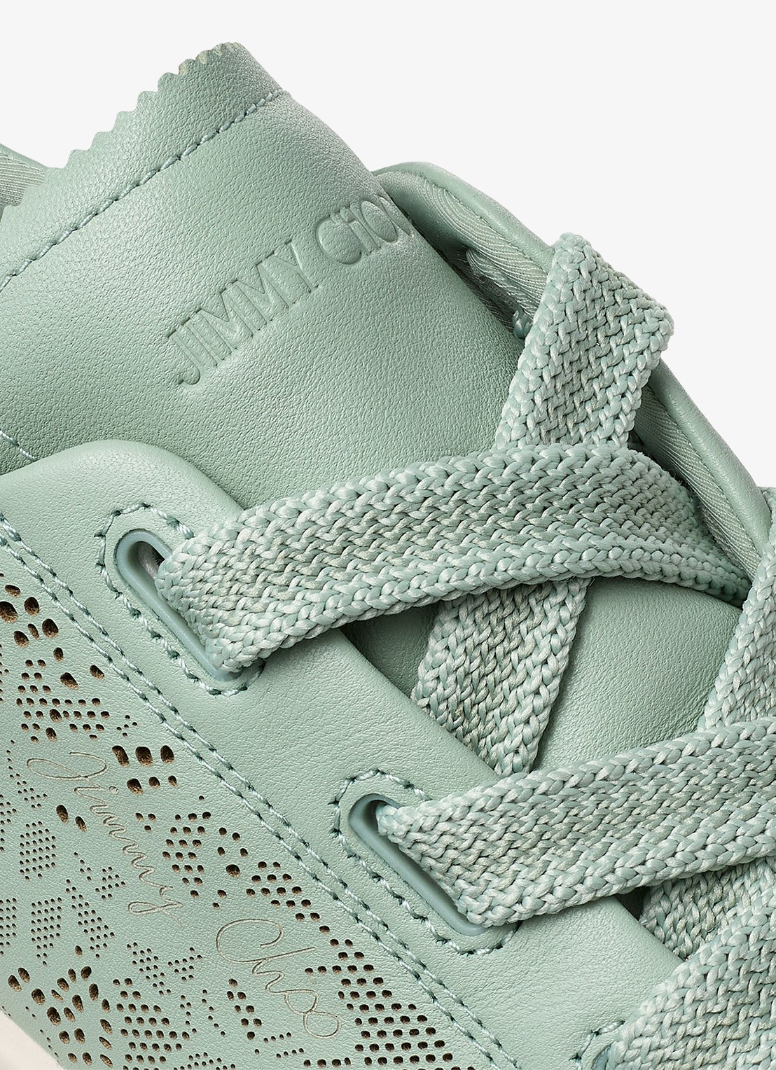 Jimmy Choo Diamond Light Flex/F sneaker van lamsleer met opengewerkt dessin - detail 4 mint