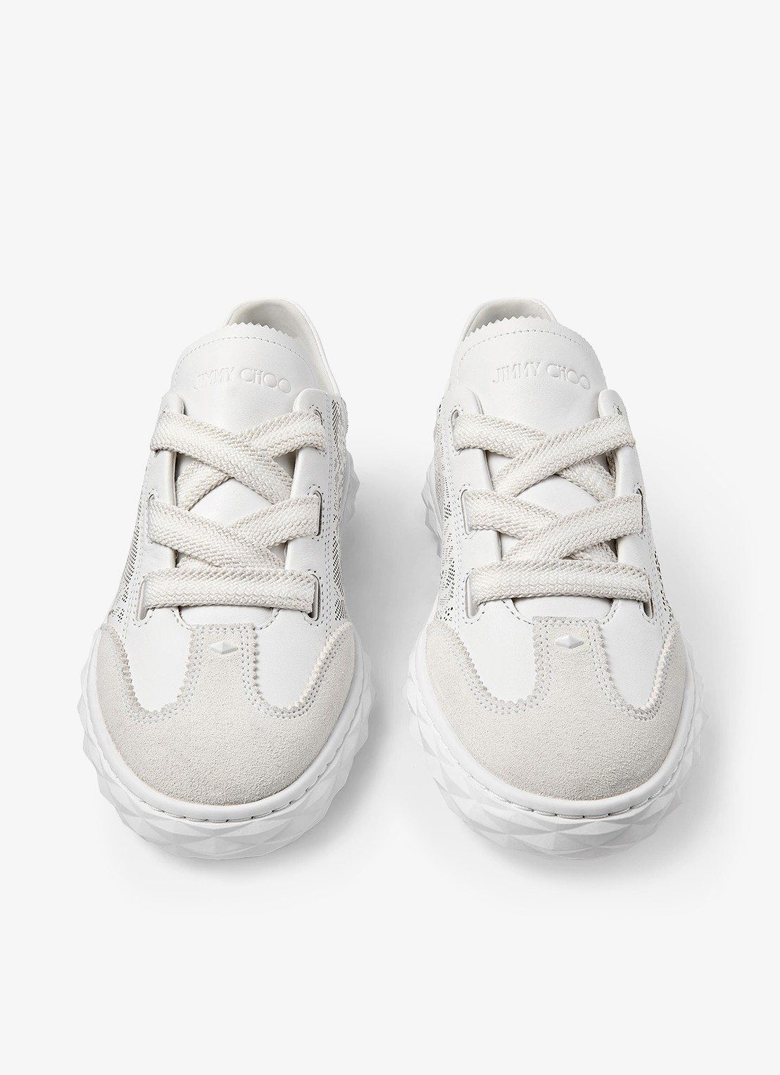Jimmy Choo Diamond Light Flex/F sneaker van lamsleer met opengewerkt dessin - detail 2 wit